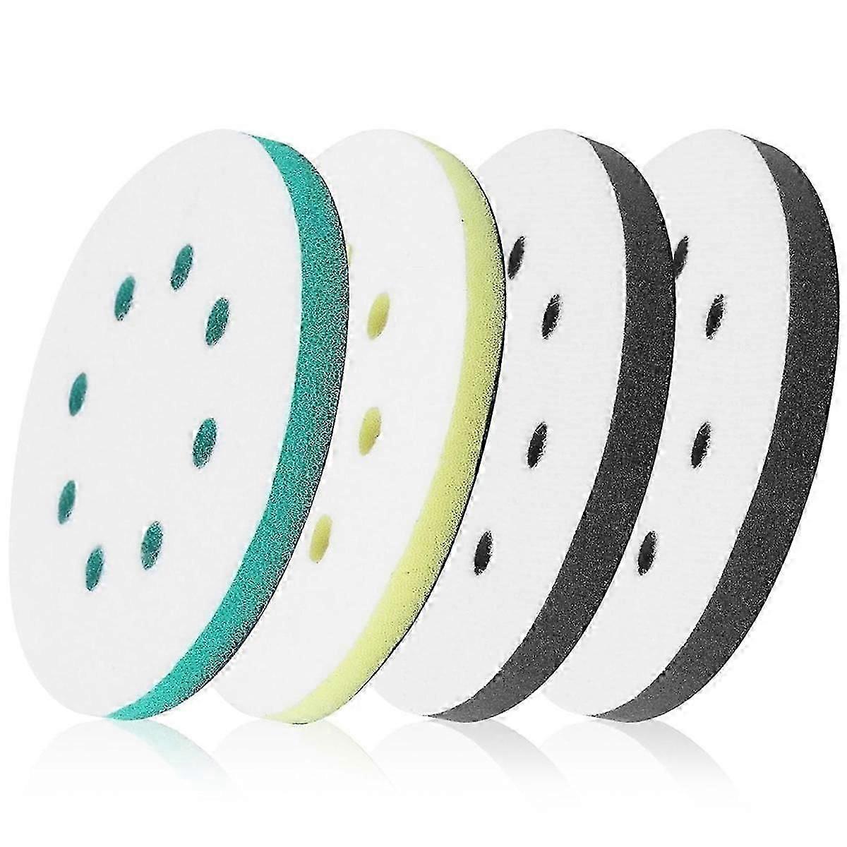 Conjunto de 4 discos de lixa de espuma de 5 polegadas com 8 furos para lixadeira orbital, compatíveis com Surfprep.
