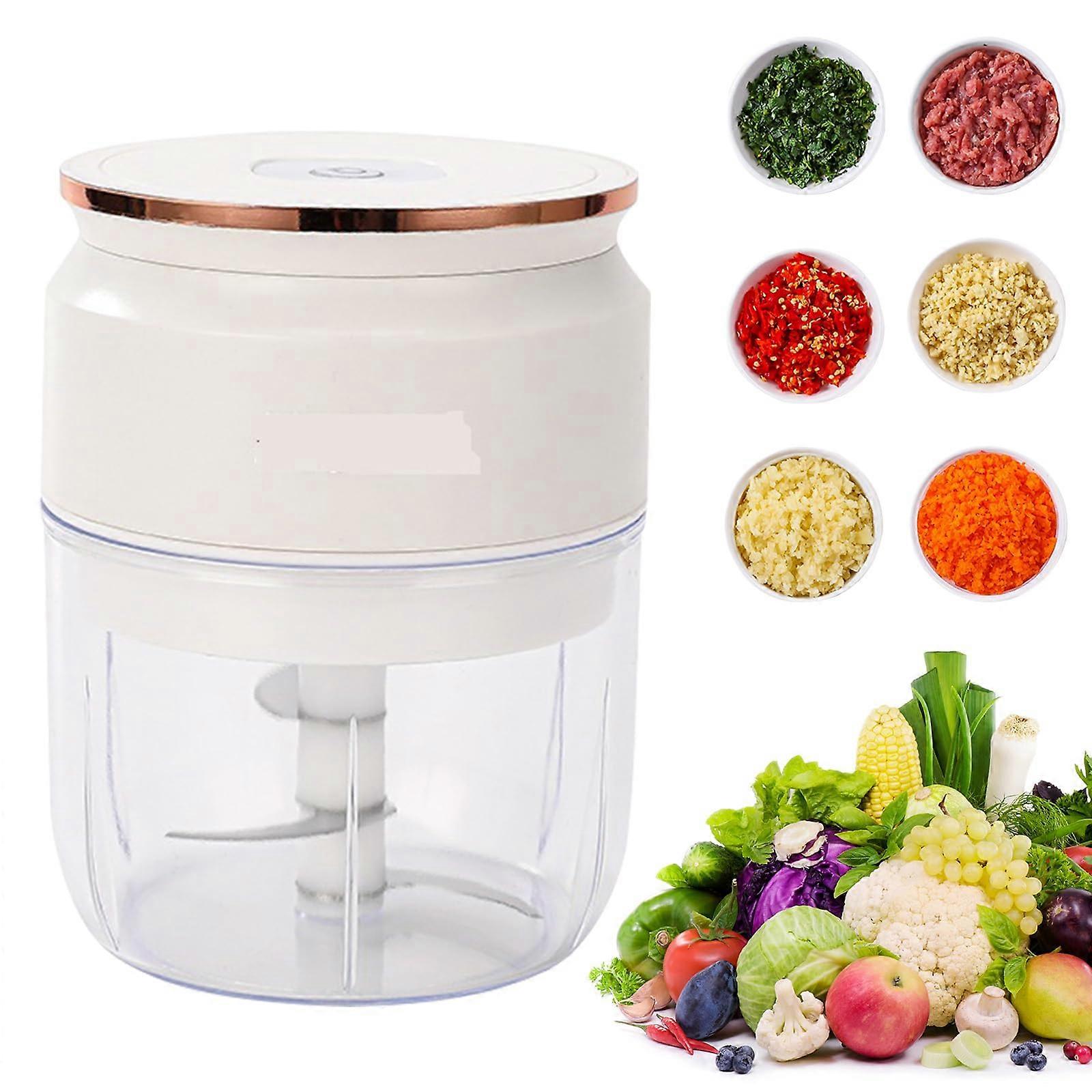 Electric Onion Cutter, Mini Chopper 300 ml, Rechargeable with Charging Cable, 3 Sharp Blades