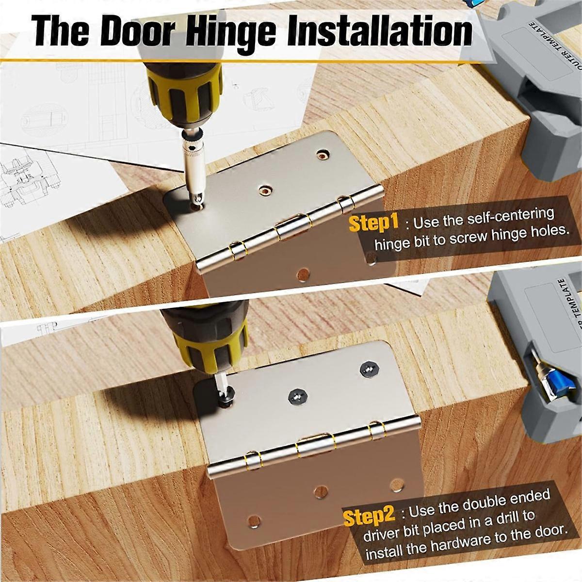 New Door Hinge and Latch Installation Kit, Door Hinge Mortise Template, Door Latch for Precise Chis
