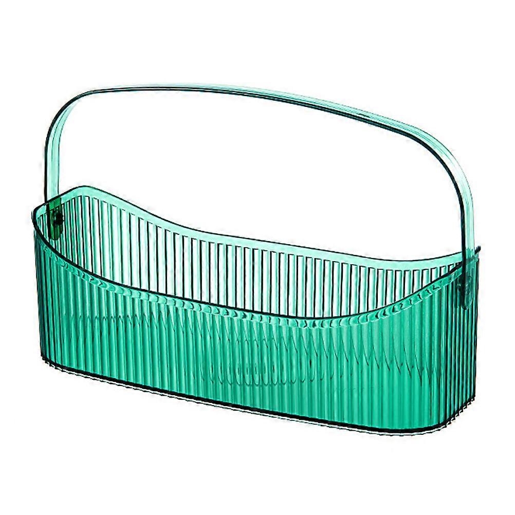 Bathroom Accessory Multi-Function Shower Basket Storage Organizer Rectangular Green 30.5x12.5cm 1Pack