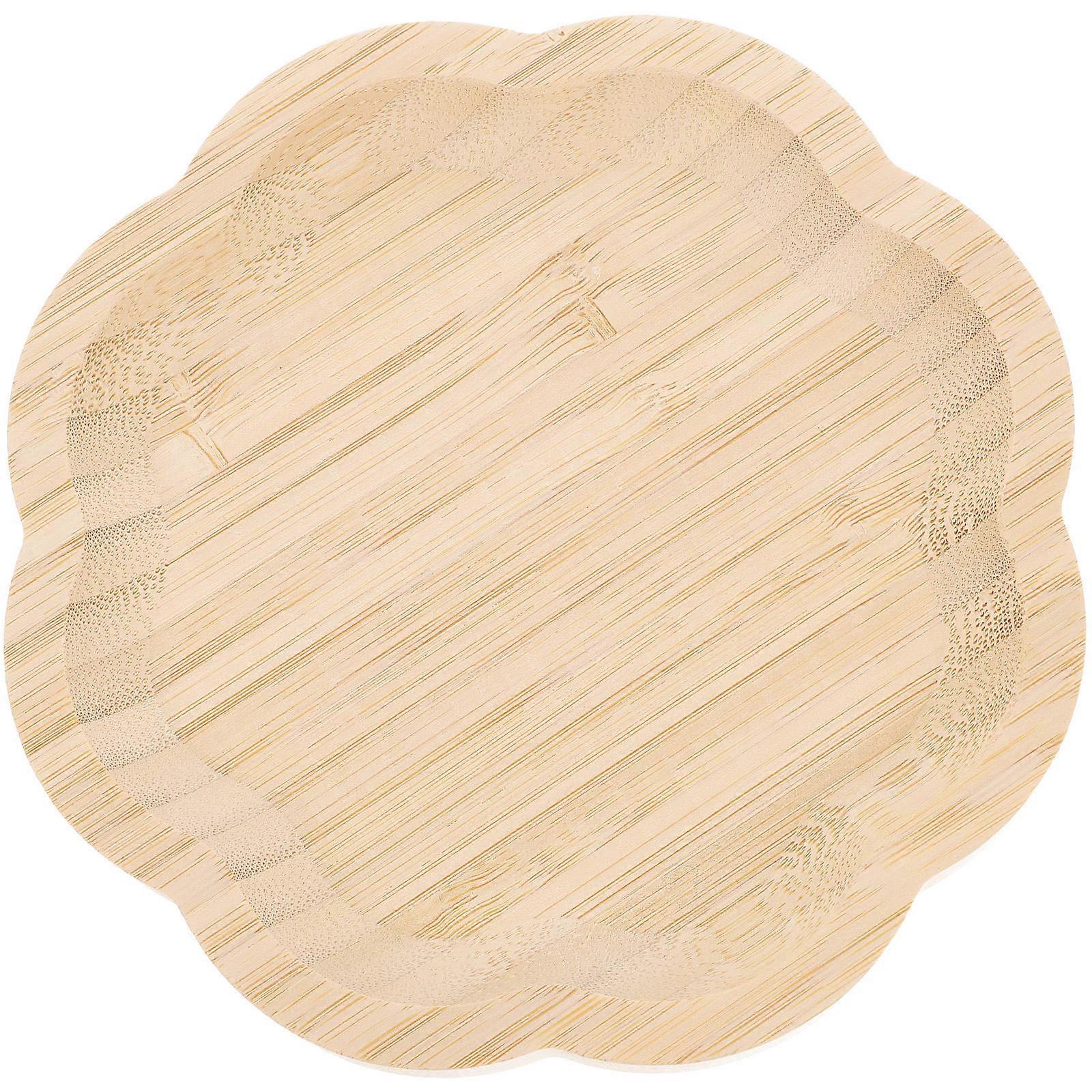 Wood Plate Home Storage Tray Elegant Appearance Large Capacity Light Yellow 15X15X2CM Food Storage 1Pack