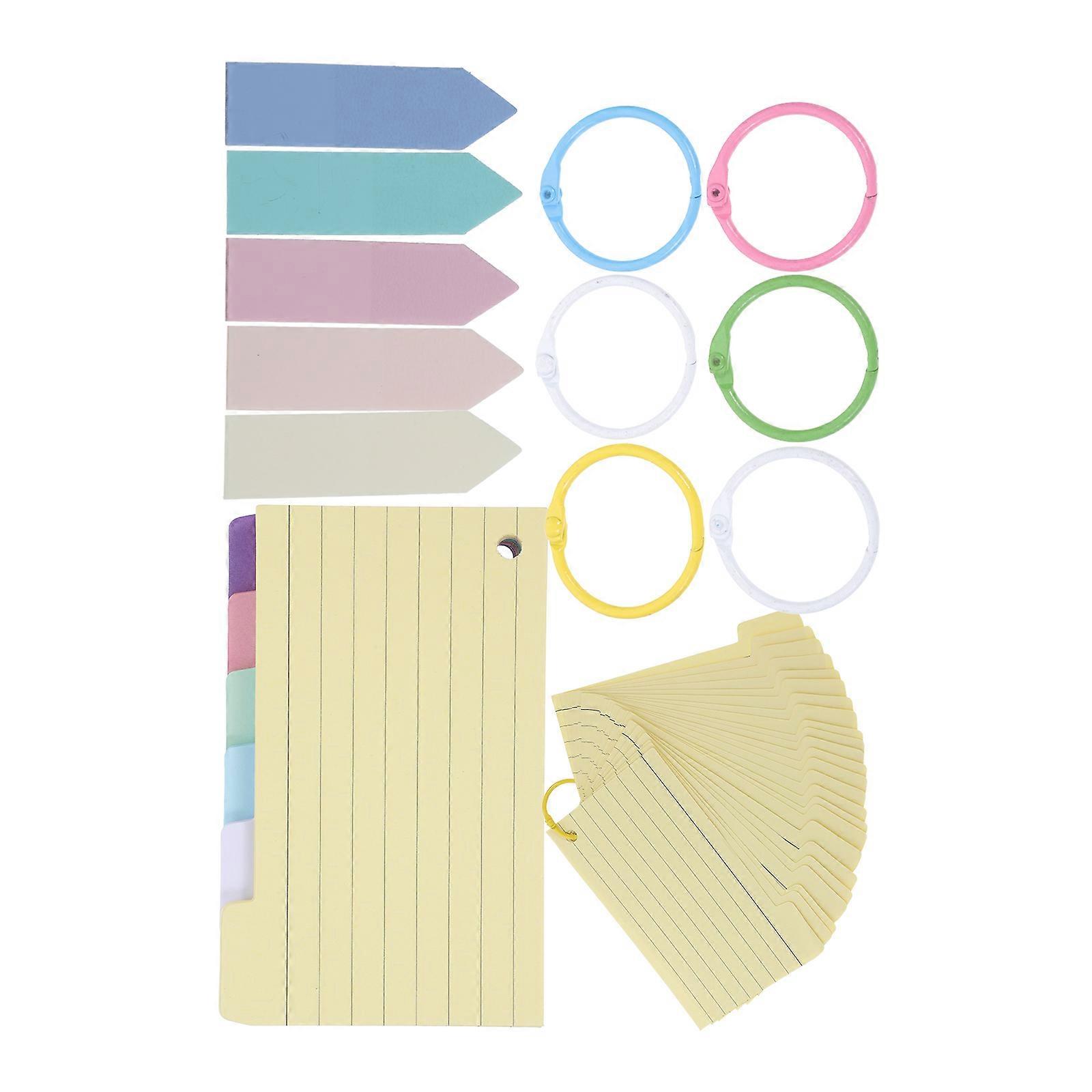 Large Index Cards And Holder Flash Cards With Rings Study Supplies Assorted Color 12.50X8.00X0.10Cm Memory Word Card Function 1Set