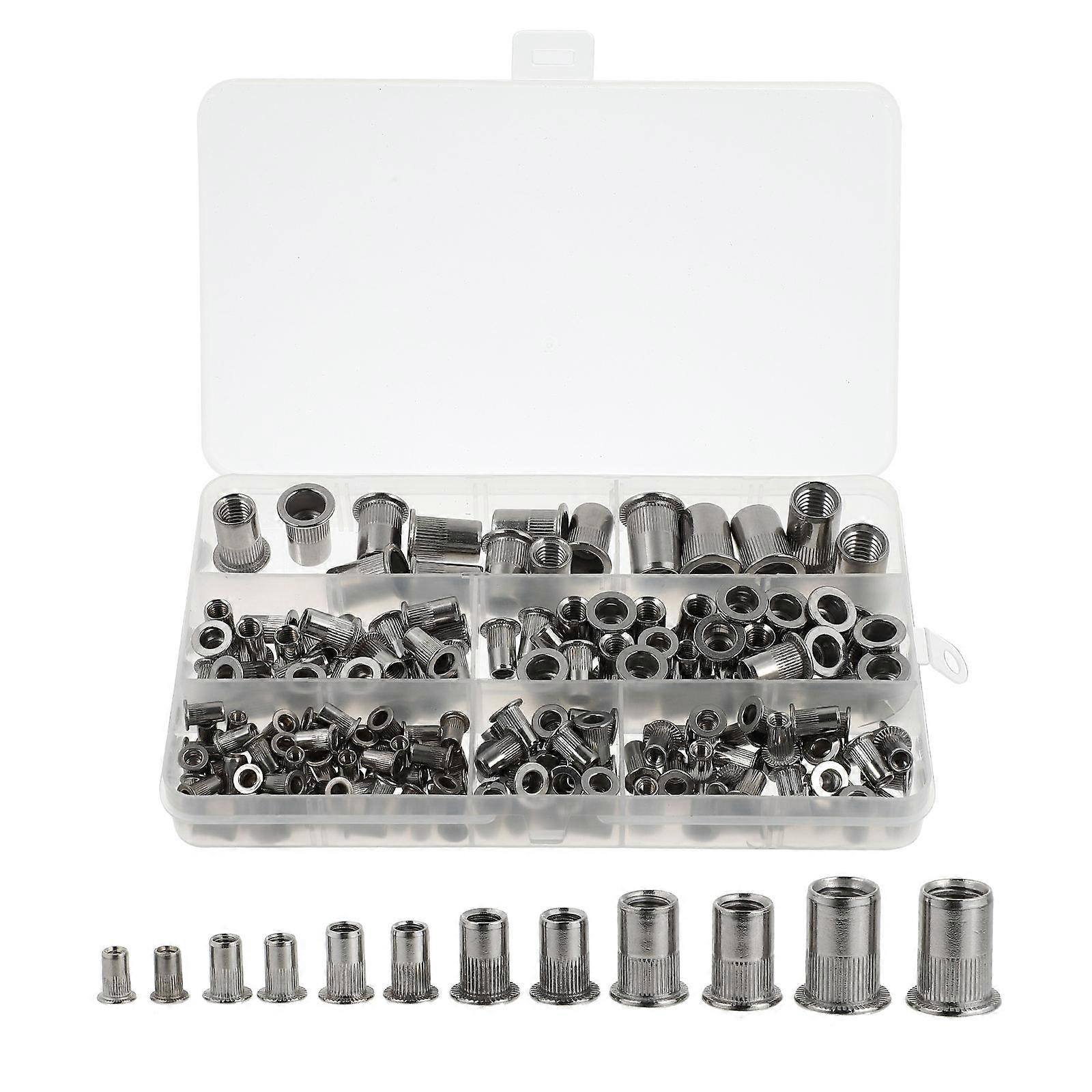 Hardware Nuts Rivet Nuts Manufacturers Blind Application Silver Flat Head Easy Disassembly and Reassembly 165Pcs