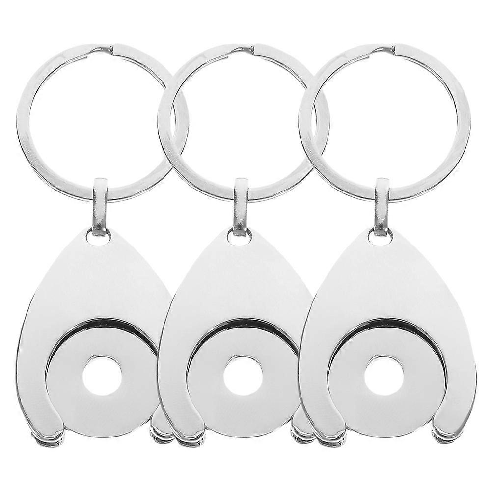 3pcs Metal Shopping Trolley Token Keychain, Durable Coin Holder Keyring for Supermarket Cart, Lightweight and Practical Key Chain Decor for Everyday