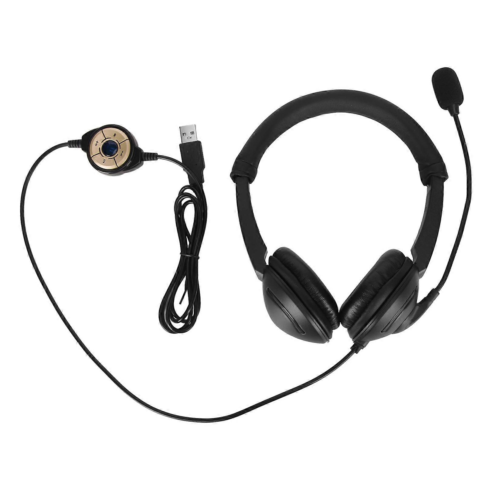USB Wired Noise Cancelling Headset with Microphone for Call Center, Seminars and Corporate Networks