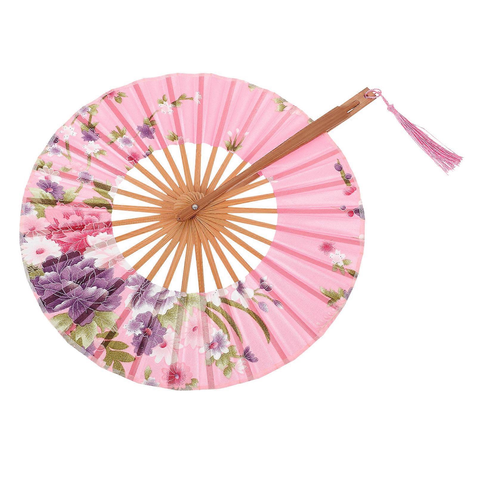 Folding Hand Fan Japanese Style Decorative Dance Fan Long Handle Portable Stage Decor Unique Option
