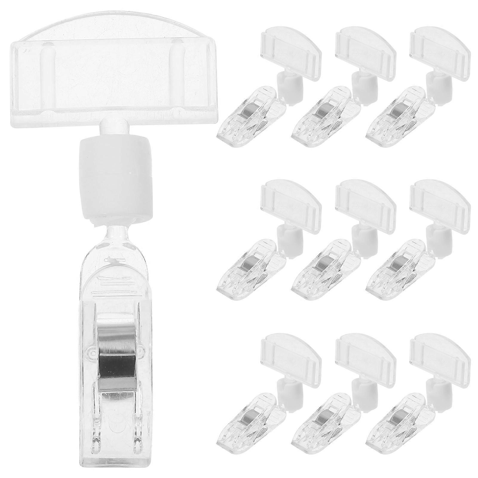 Label Clip Holder Price Tag Holder Transparent 6.60X3.00X1.50CM Rotatable Design Business Owners 12Pcs