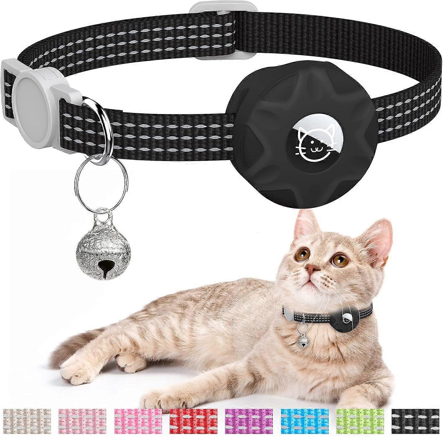 AirTag Cat Collar, GPS Tracker Kitten Collar with Breakaway Feature, Lightweight and Reflective, Suitable for Cats, Kittens and Puppies (White)