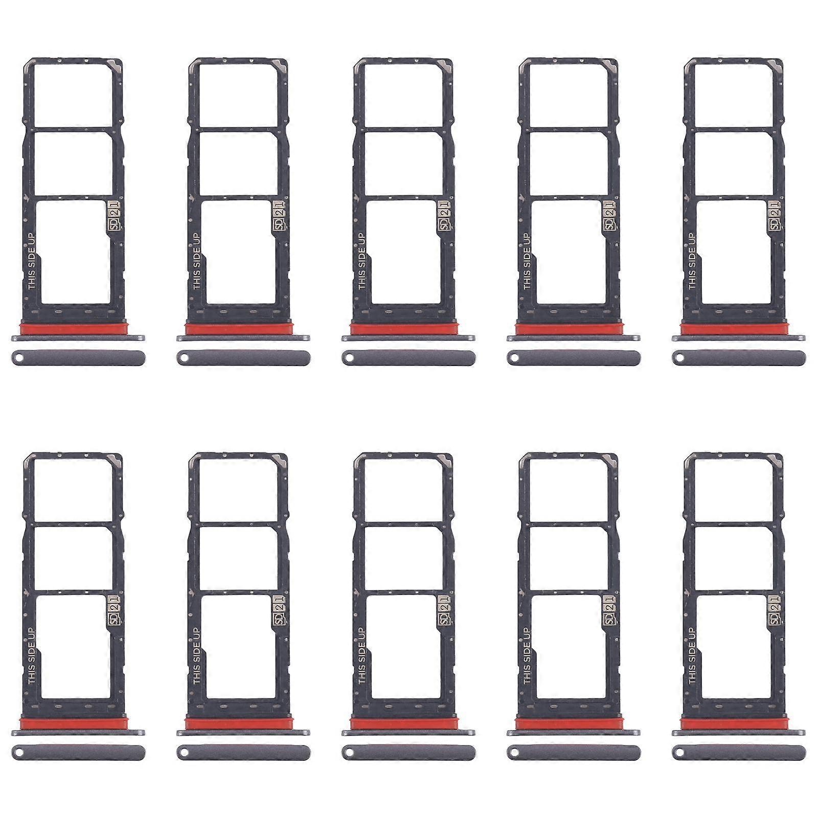 Motorola Moto E30用 10pcs 対応SIMカードトレイ+SIMカードトレイ+マイクロSDカードトレイ(グレー)