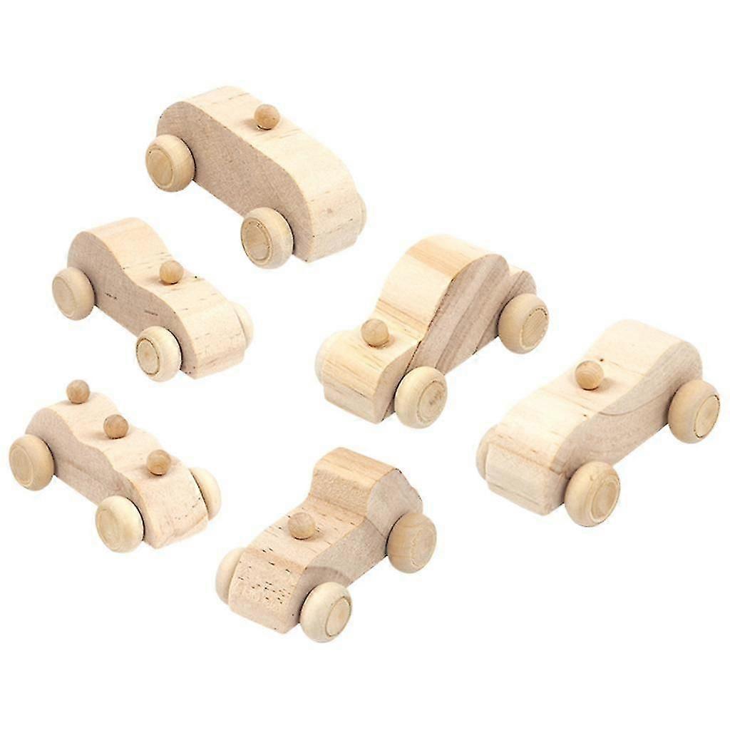 6Pcs Wood DIY Car Toys Unfinished DIY Car Crafts for Kids Students