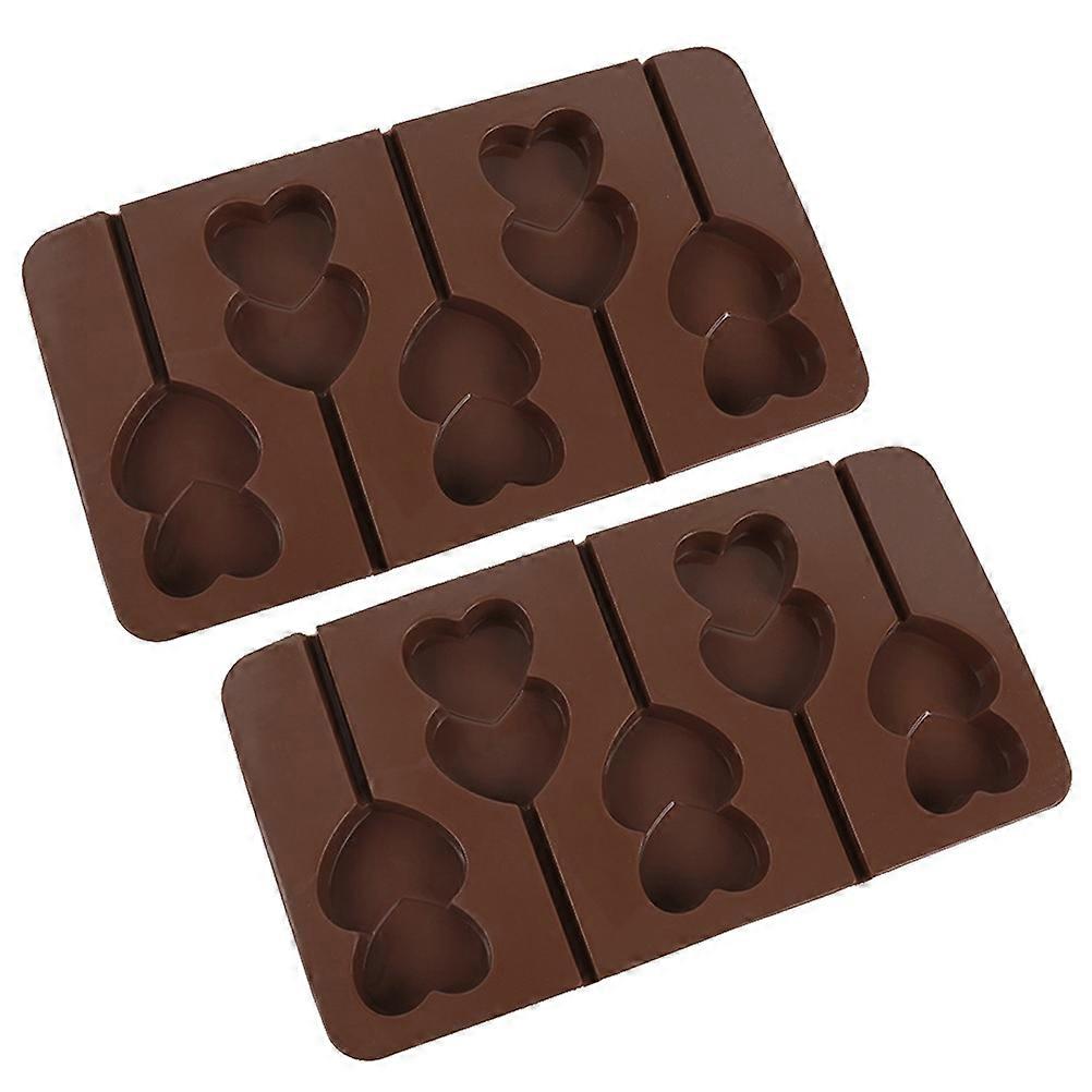 Heart Baking Mold Lollipop Shape Silicone Tray For Do-It-Yourselfers Kitchen Use 2Pack