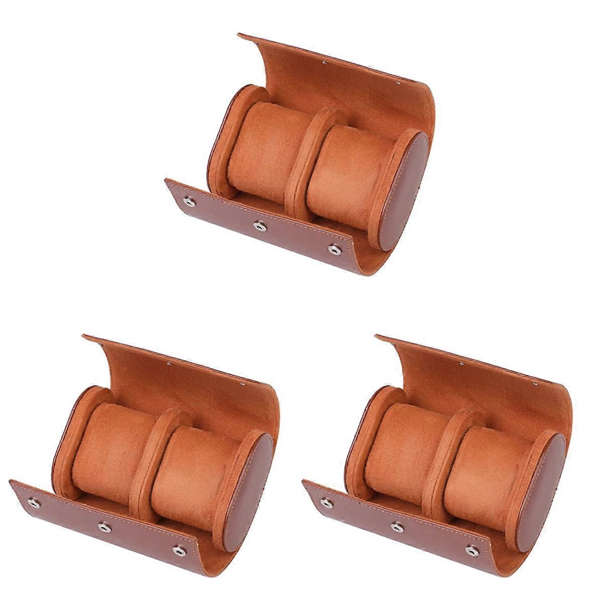 Portable Vintage Leather Watch Display Case Watch Storage Box Brown M
