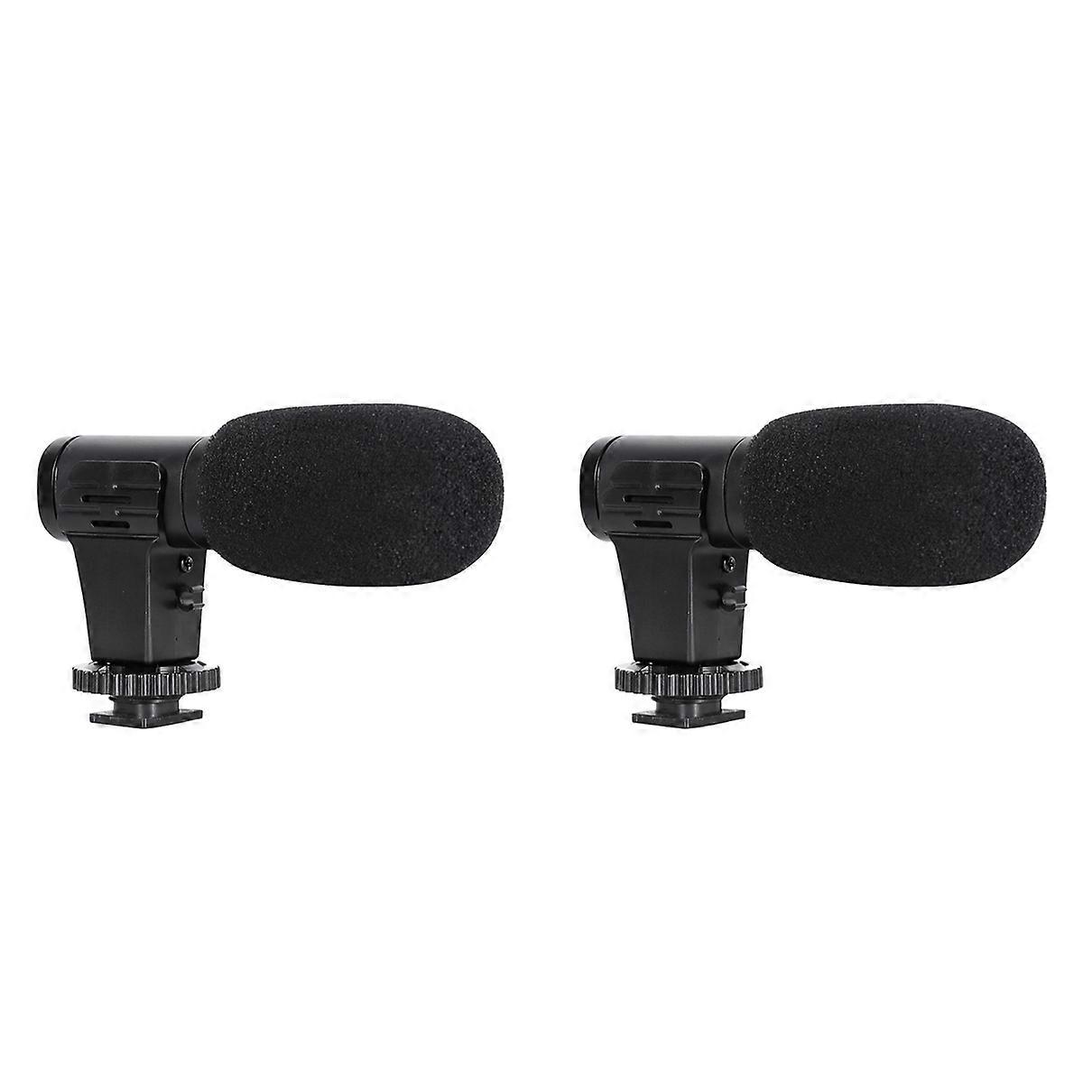 2X Video Microphone on-Camera Mini Condenser Record Interview Vlog Mic for Phone DSLR Camera 3.5mm M