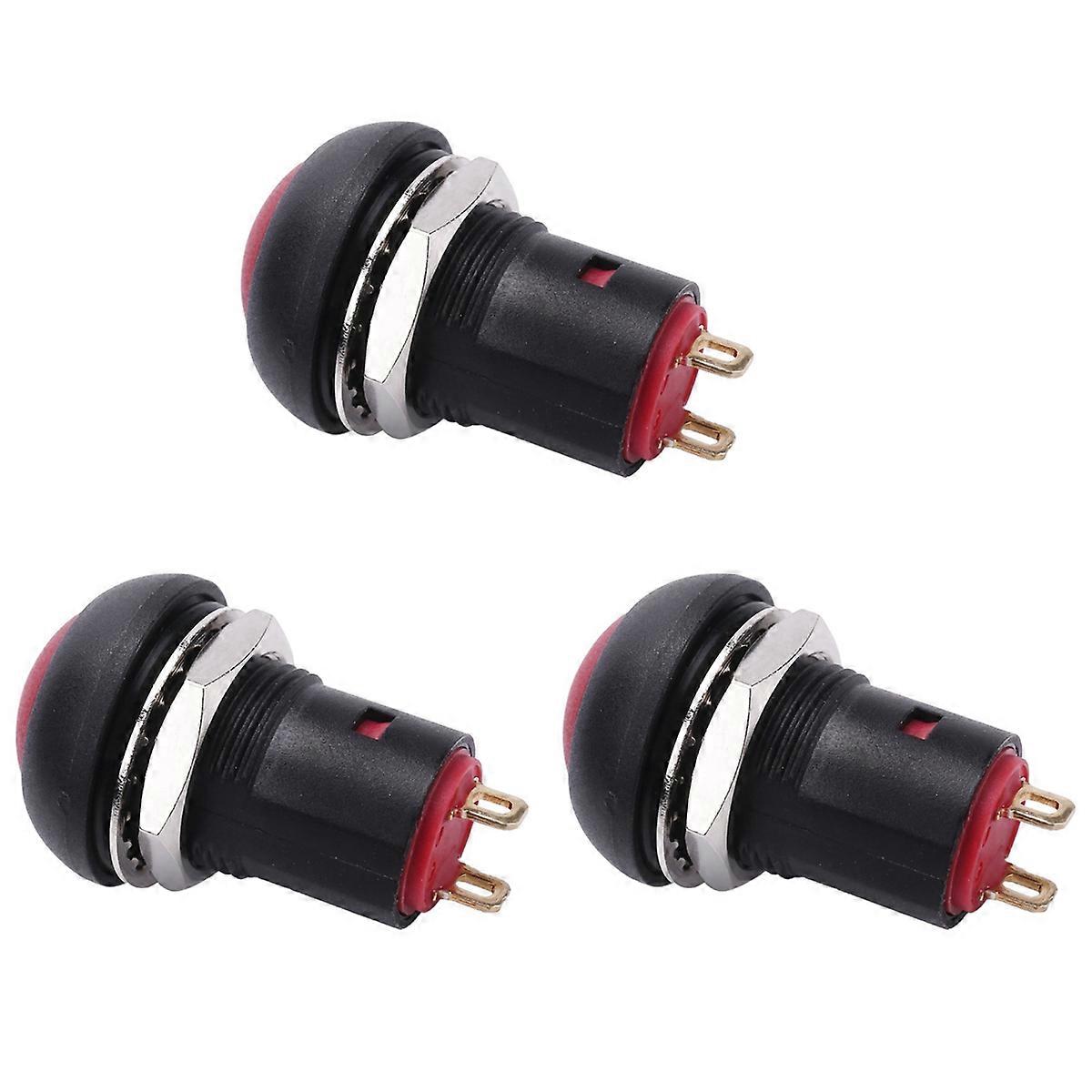 On-Off Latching Waterproof 12mm Push Button Switch SPST 2A IP67, Red
