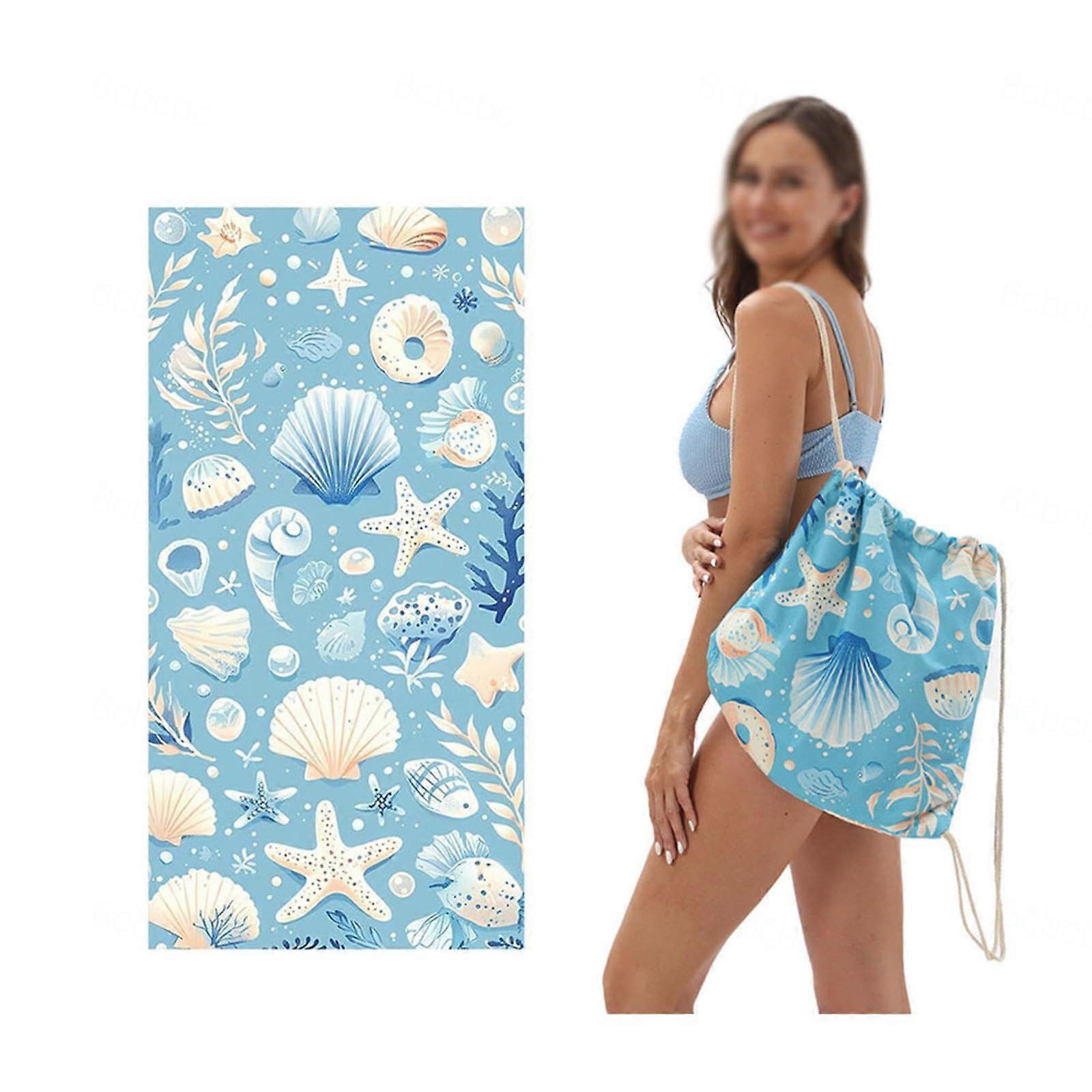 2-in-1 Beach Towel Microfibre Storage Bag for Kids, Women, Men - 32 x 63 Inches (80 x 160 cm) Beach Essential