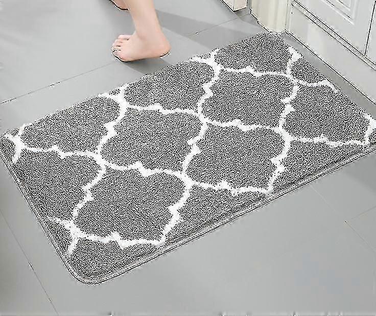 Gris(50X80cm) Tapis de Bain Antidrapant Microfibre Absorbant Carpette Lavable en Machine Tapis Bain-M