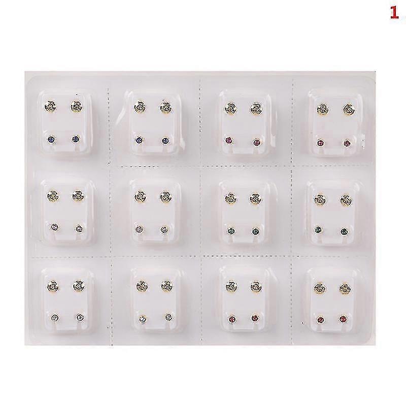 24pcs עגילים רפואיים כלי פירסינג אוזניים גזע כירורגי עגילי פלדה נשים-HAOY