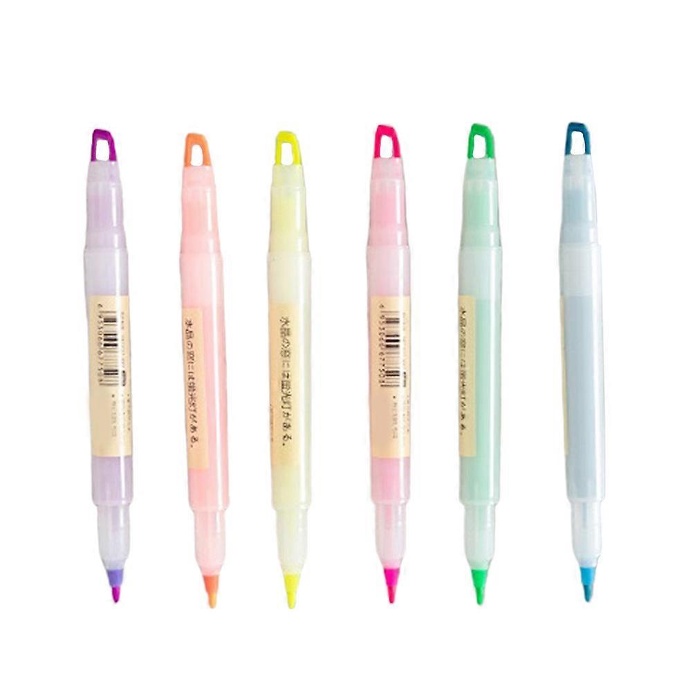 Marker For Highlight Double Ended Highlighters Daily Life Transparent Plastic Shell 6Pack