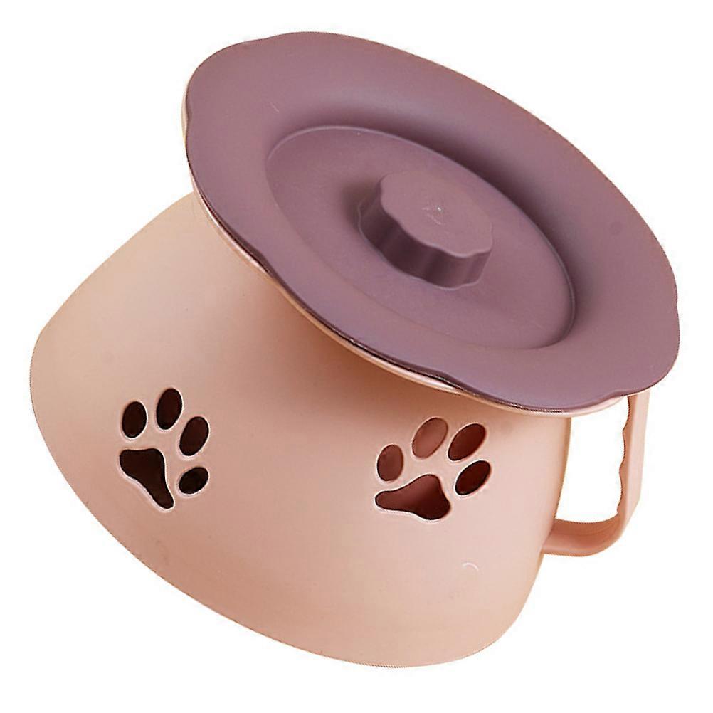 Plastic Urinal Simple Design for Home Use with Lid Handle Pink 22.50X22.50X13.50cm Hygienic Use 1Pcs