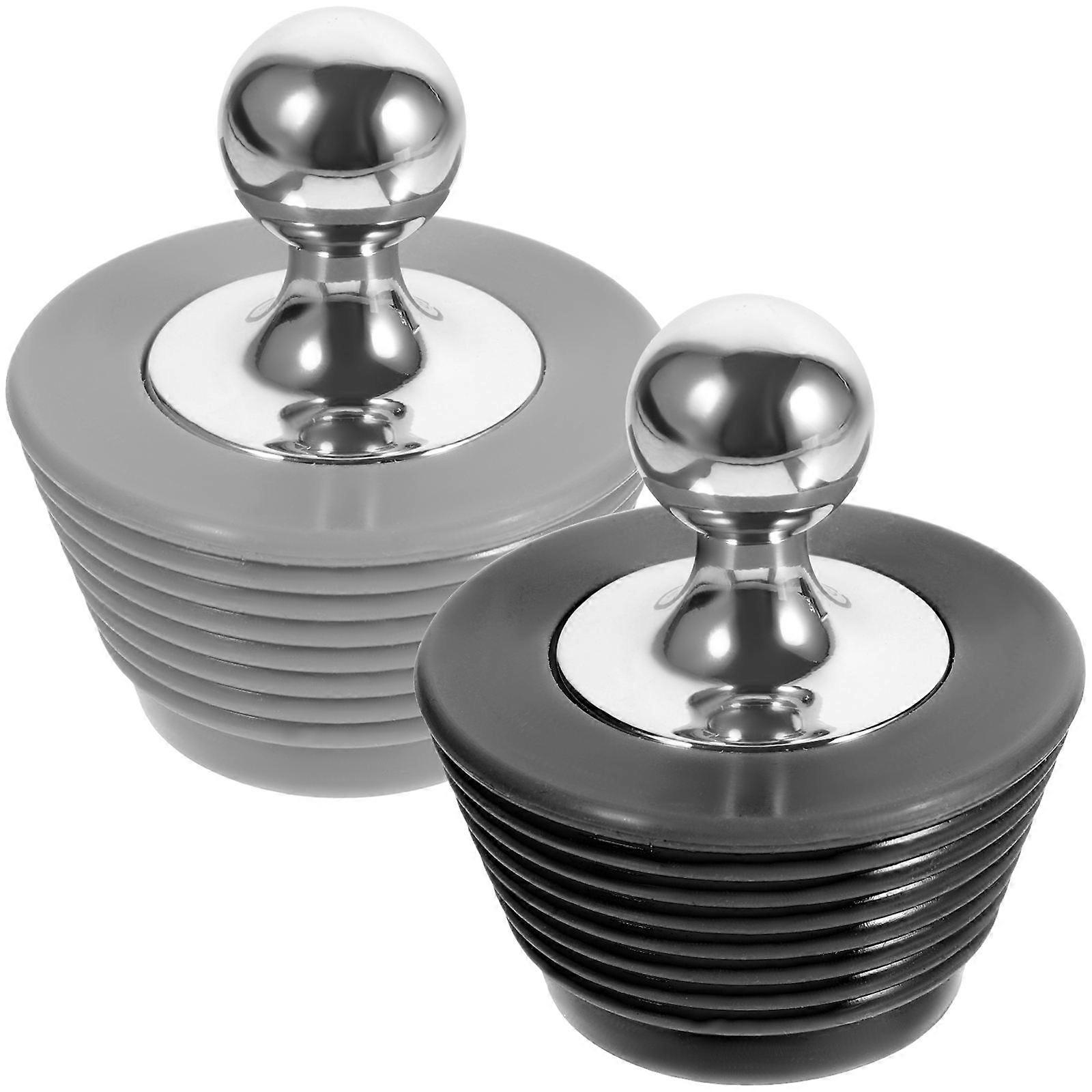 Bathtub Drain Stoppers Bathtub Stopper Plug Kitchen Sink Stopper Drain Cover Round Shape Simple Design Zinc Alloy 2Pcs