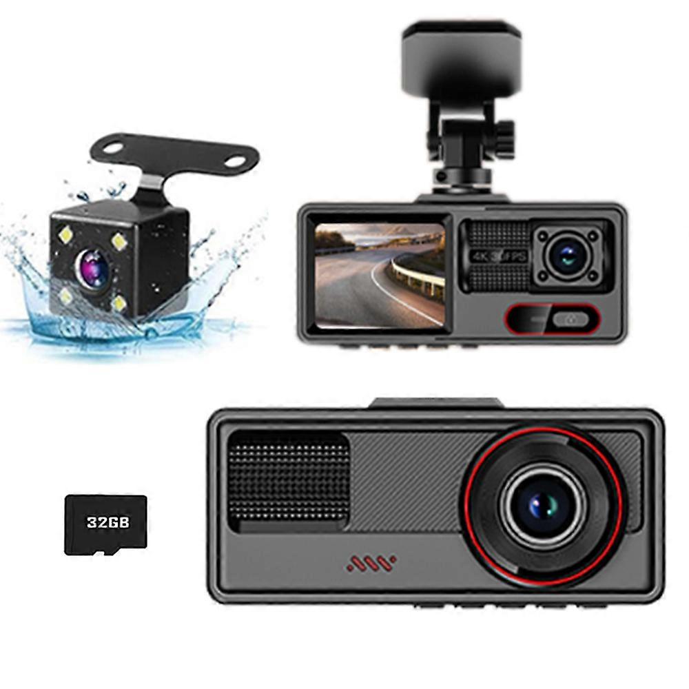 3 Channel Dash Cam Front And Rear With 32GB Card Built In WiFi Reversing Camera