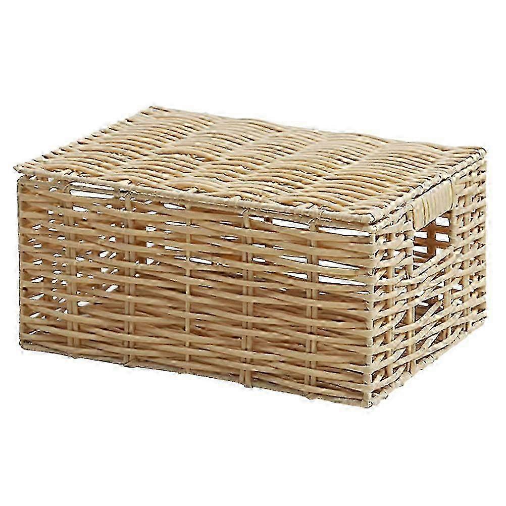 1Pc Storage Baskets Imitation Rattan Woven Baskets Storage Boxes (Beige)