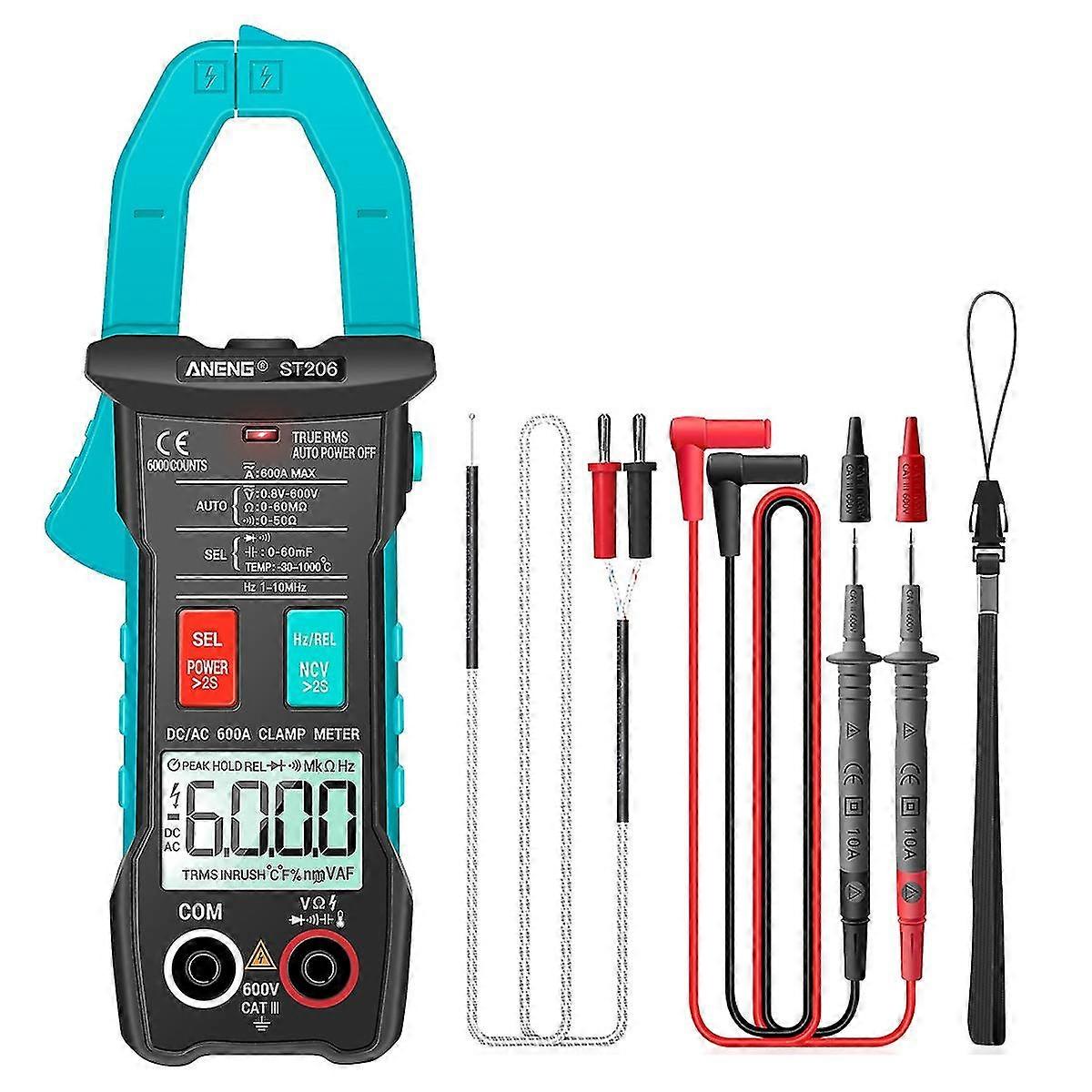 Digital Clamp Multimeter Power Meter with 6000 Counts for Auto Range AC/DC Current and Voltage Measurements