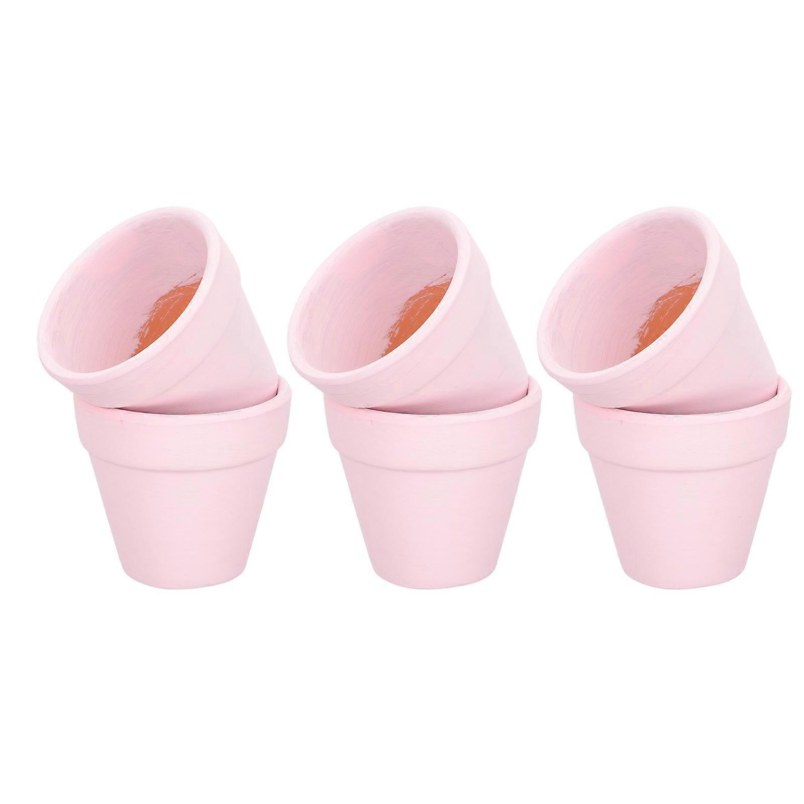 Tiny Clay Pots Miniature Flower Pots People Who Like Mini Crafts Pink 5.5x5cm Flower Pot 6Pcs