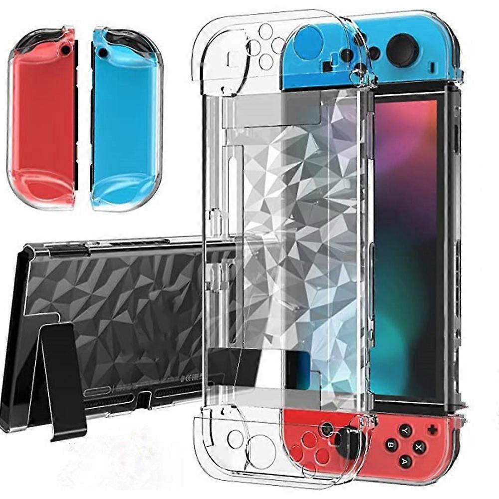 For Nintendo Switch OLED Crystal PC Case Diamond Pattern Split Design Protective Cover