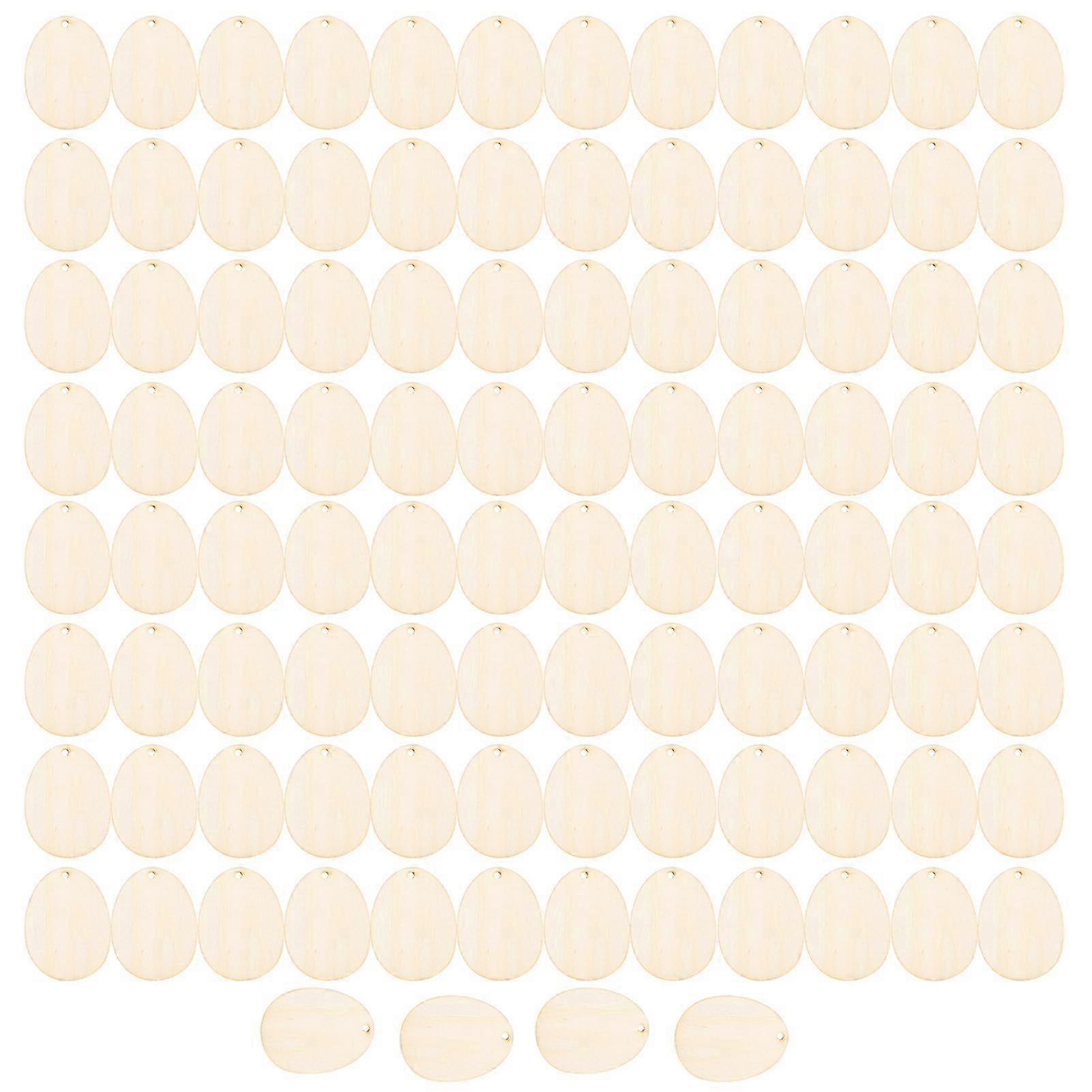 100 Pcs Wooden Egg Chip Eco-Friendly Easter Egg DIY Accessory 40mm