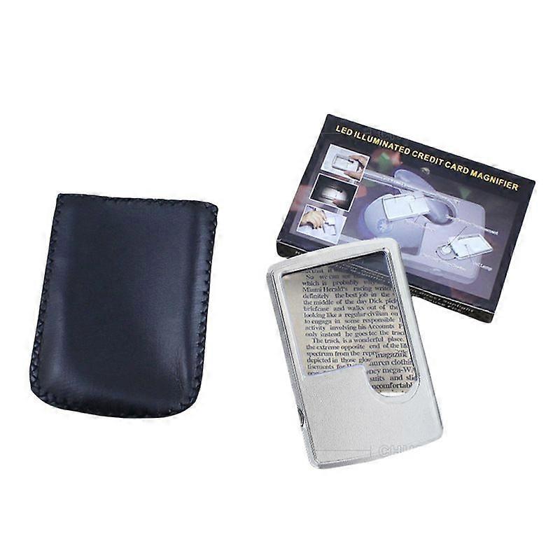 Square card-type reading magnifier, light and portable acrylic lens, mother-and-child mirror with light 4B-3