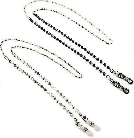 2-Pack Elegant Pearl Eyeglass Chains - Non-Slip and Anti-Lost Design