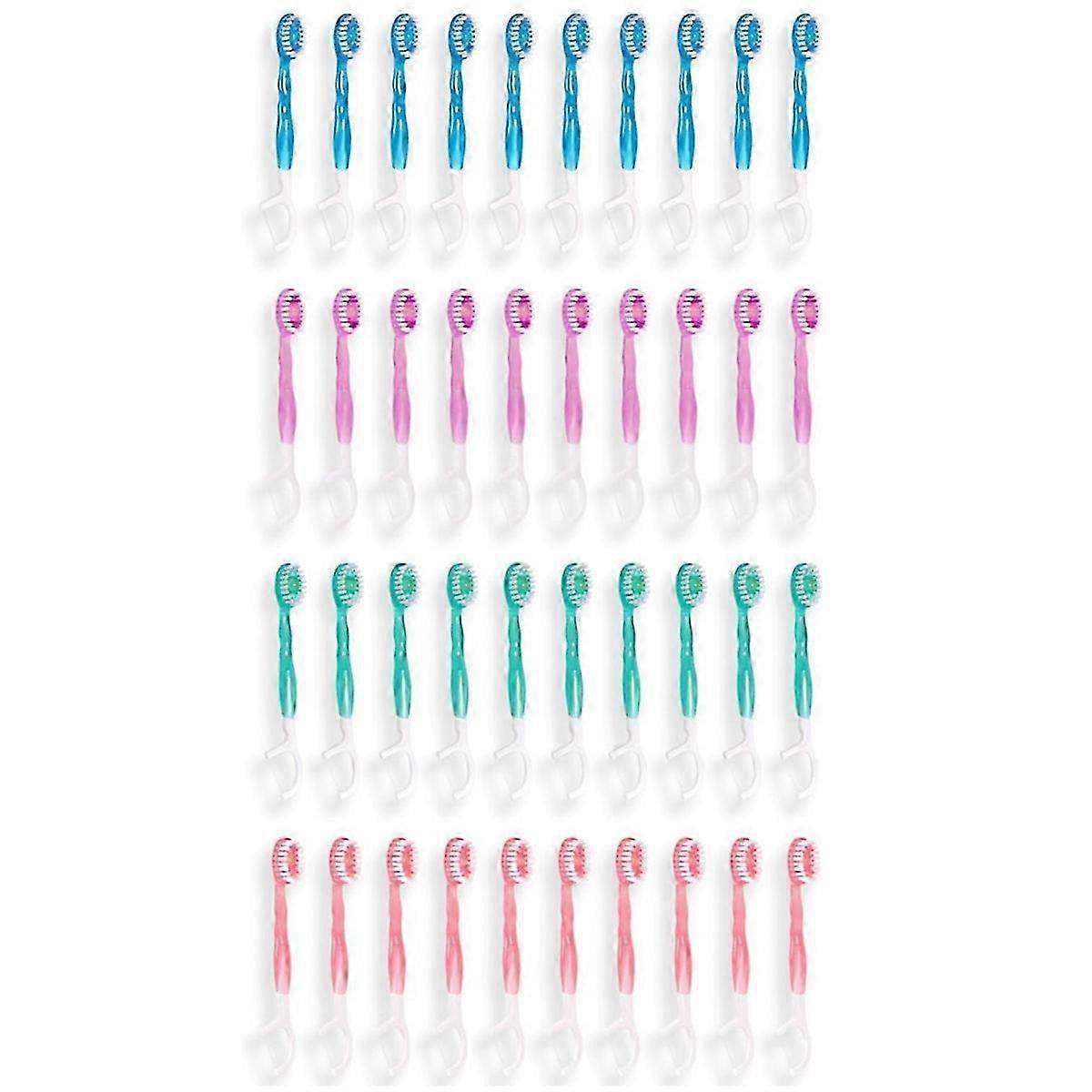 40 Pack Disposable Mini Travel Toothbrushes - 5 in 1 Function, Travel Date Portable Individually Pac