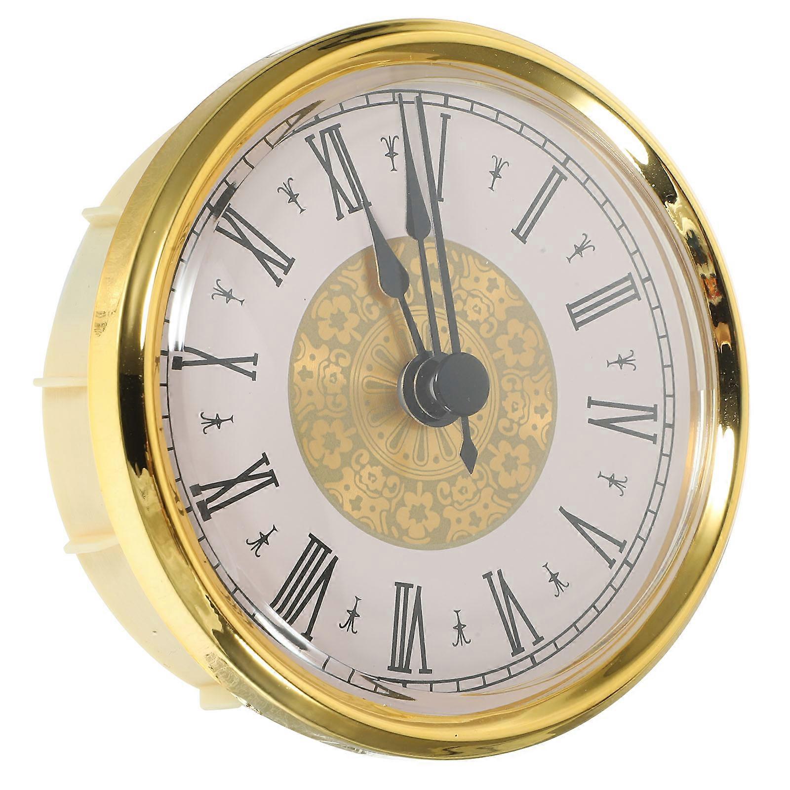 Round Clock Insert Silent Precise Timekeeping Metal Golden 1Pack