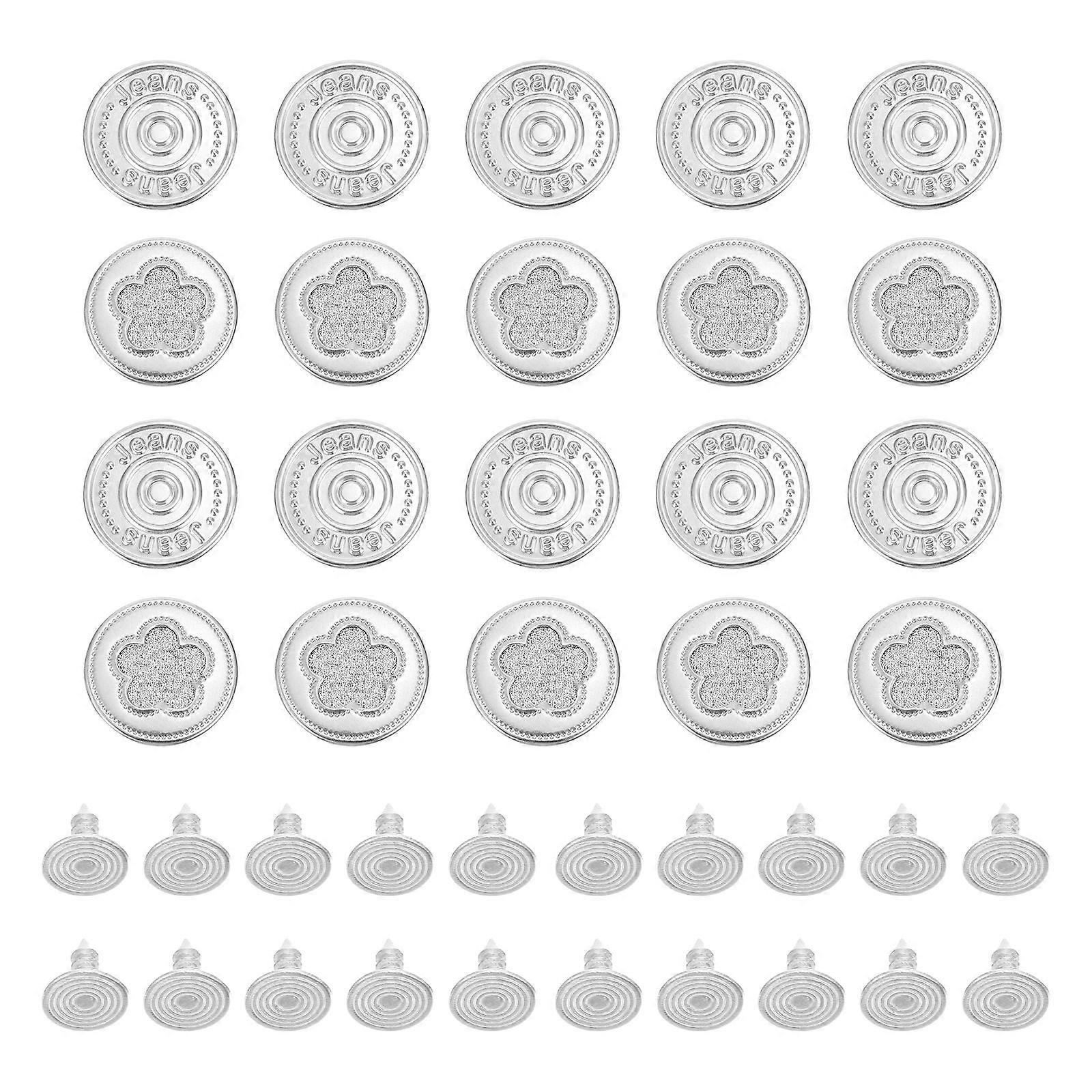 Waist Button Adjustable Copper Buttons Silver 1.7x1.7cm Durable 100Pcs