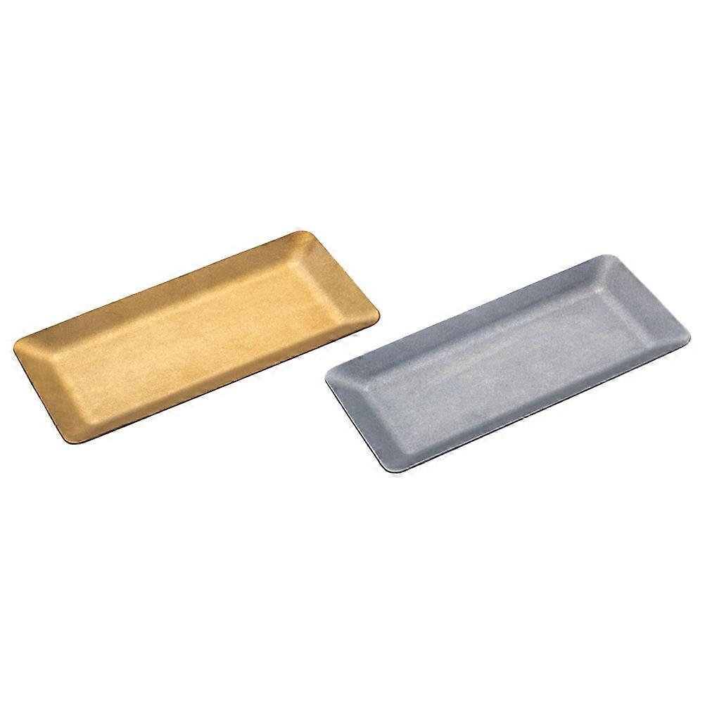 Stainless Steel Rectangular Plate for Storage Silver Color Selected Material 2Pcs