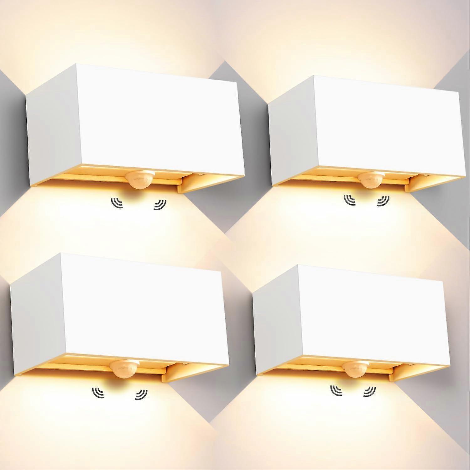4Pack 20W LED Outdoor Wall Lights with Motion Sensor, 3000K Adjustable Beam Angle, IP65 (White)