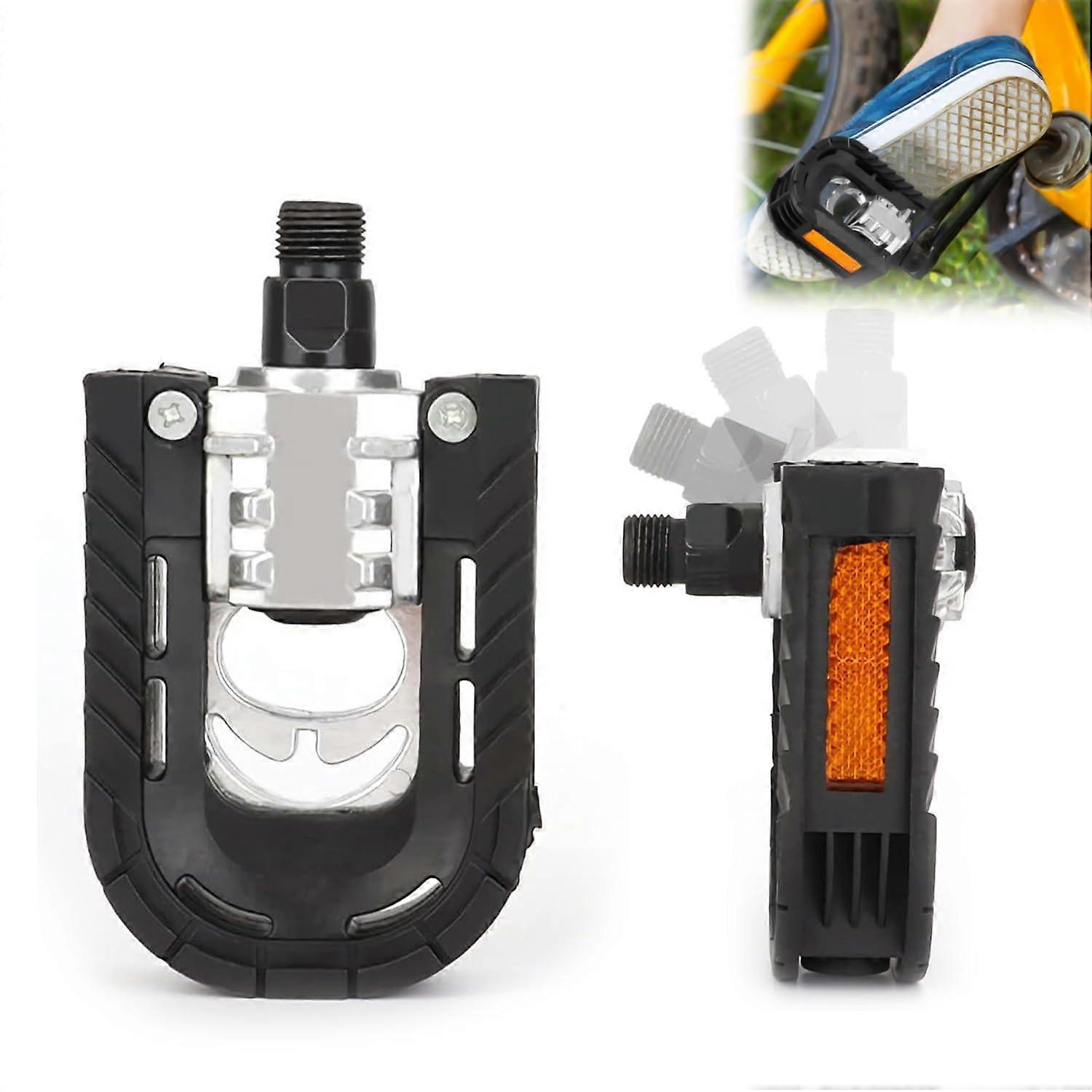 Bicycle Pedals Aluminium With Reflectors Non-Slip For MTB And Road Bikes Black