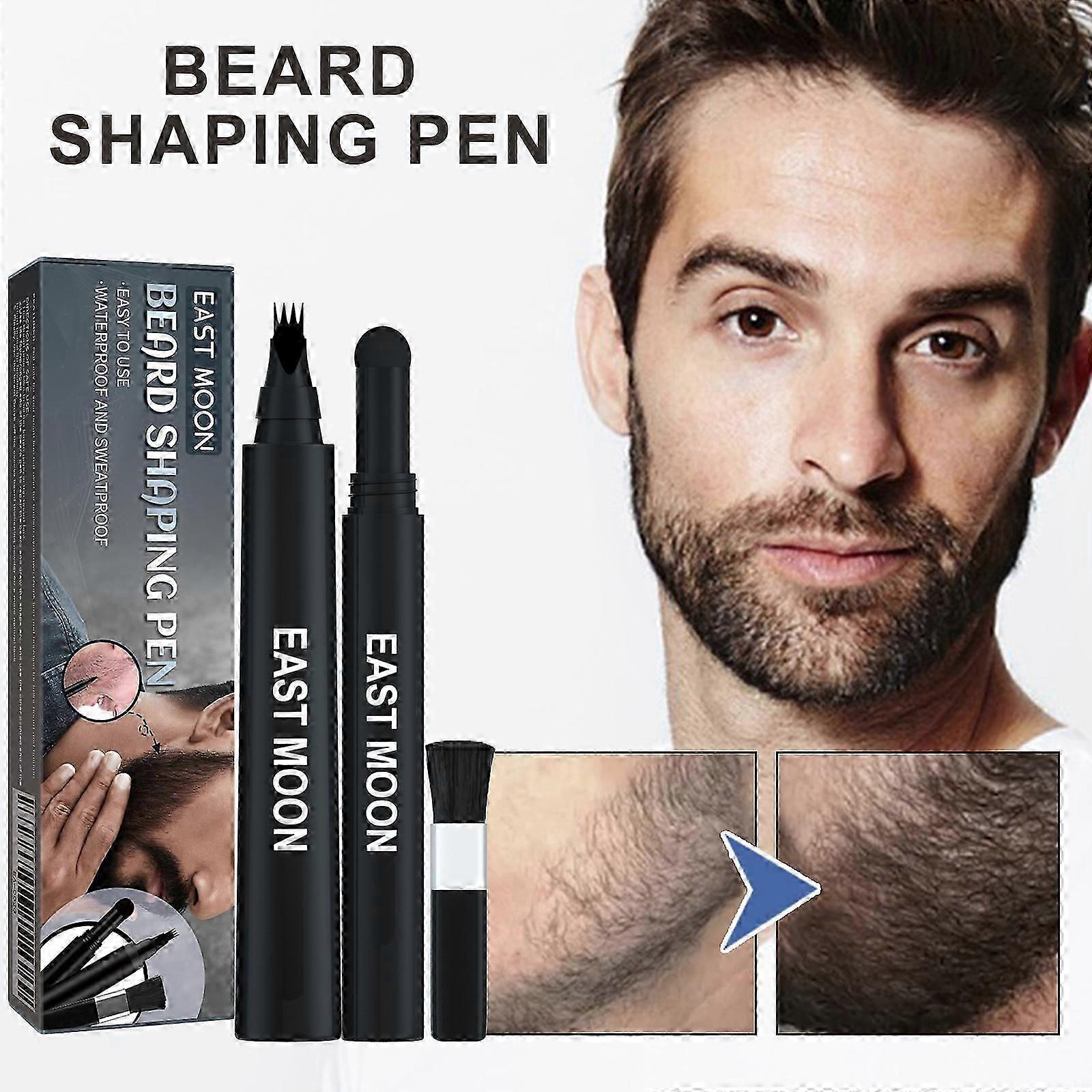 3-in-1 Beard Pen Filler and Brush Set for Men, Pencil for Natural Looking Beard Shape, Long-Lasting Coverage BLACK