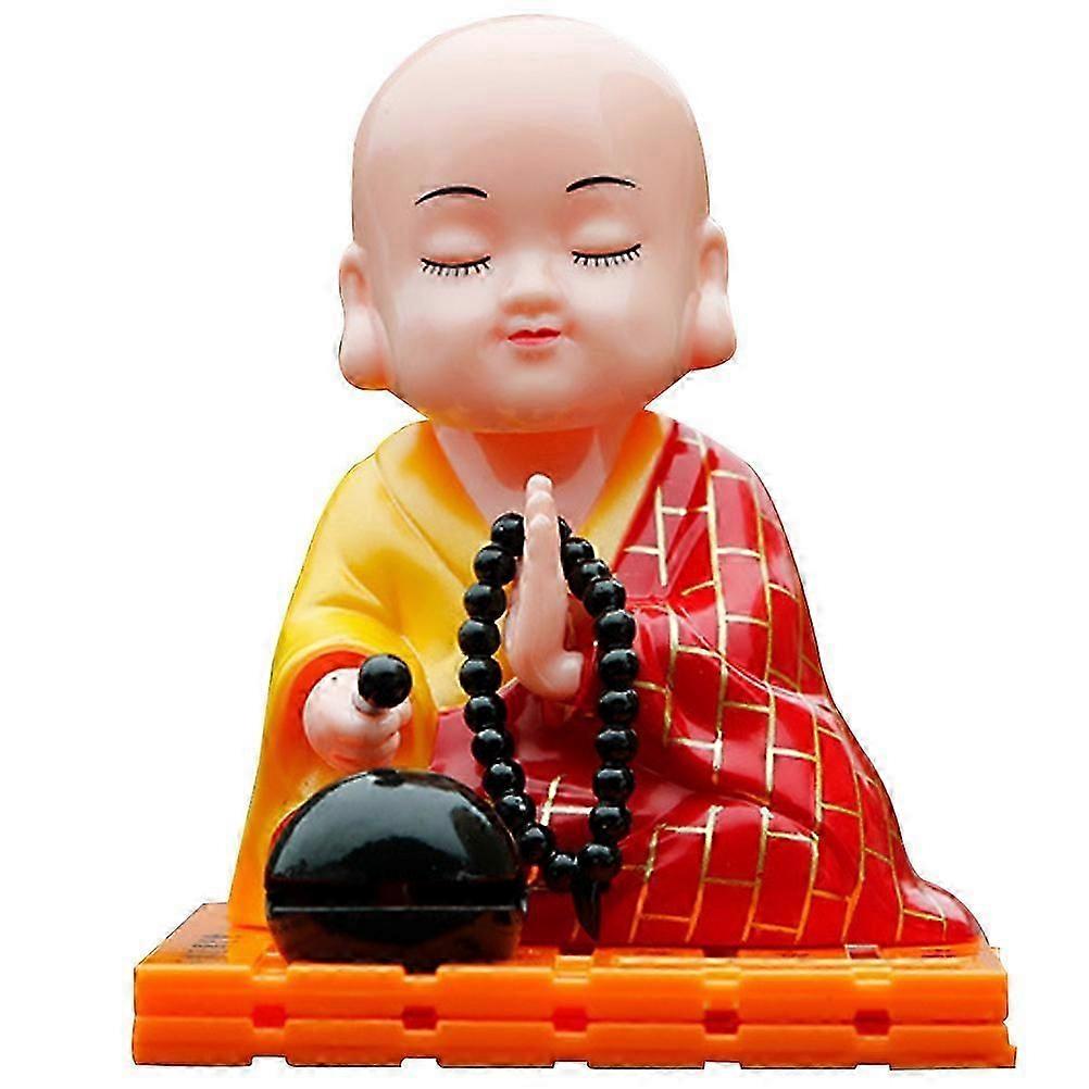 Solar Powered Shaking Head Monk Figurine Buddha Monk Statue Home Car Dashboard Decoration