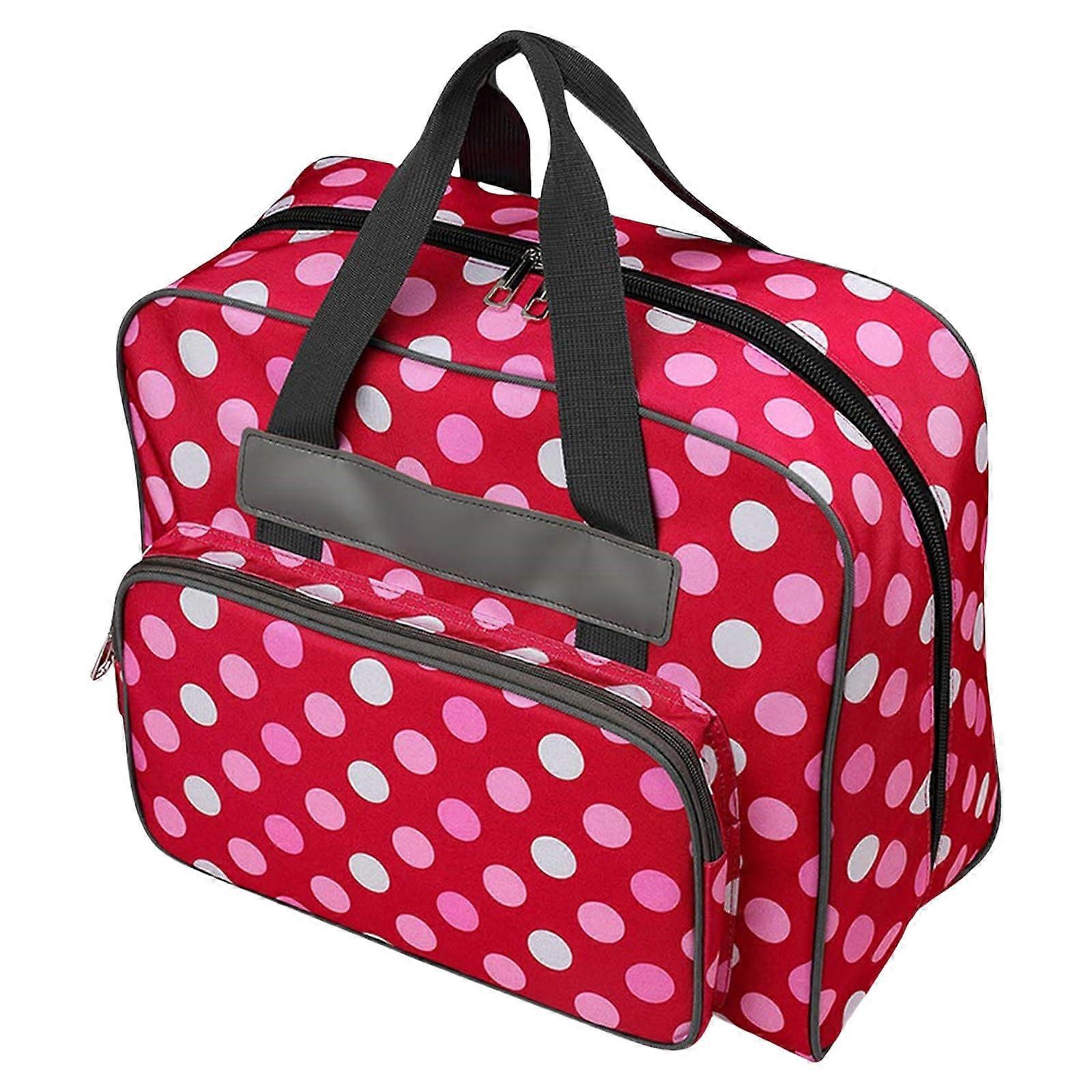 Sewing Machine Bag with Padded Handle, Large Capacity Organizer for Knitting Accessories, Red Color, Durable Material