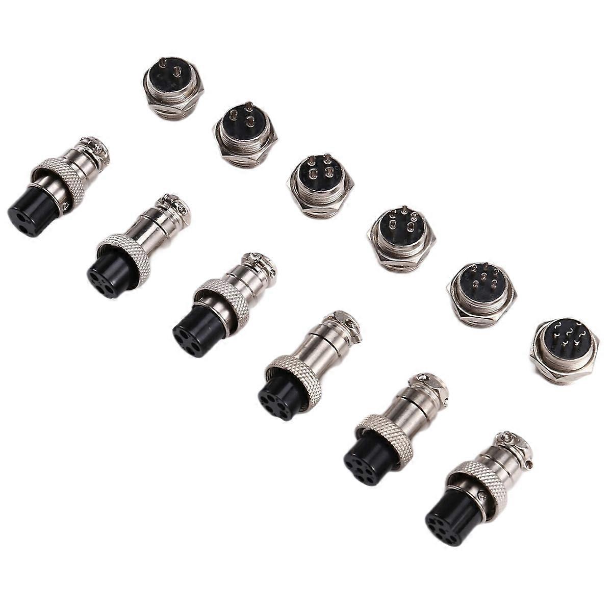 6PCS Aviation Plug Connector GX16 2 3 4 5 6 7Pin