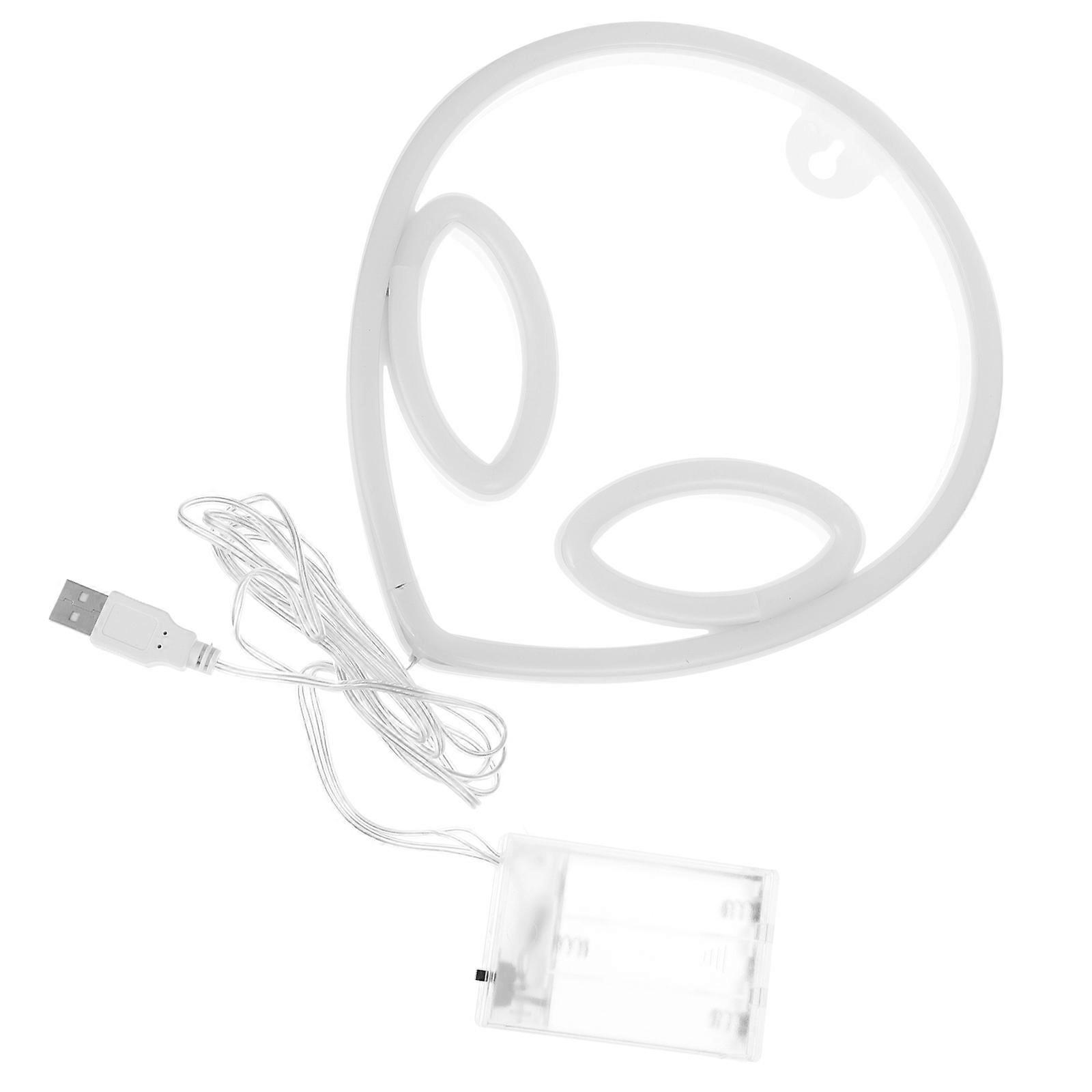 Alien Face Neon Lamp White LED Light for Decoration Perfect Parties 12 in