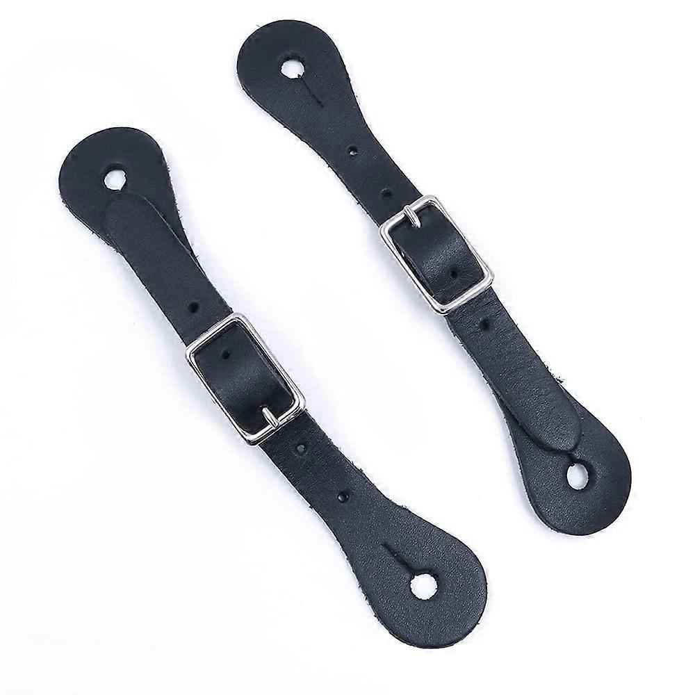 Western Style Leather Spur Straps 2pcs with Alloy Buckle for Equestrian Riding Gear Adjustable Brown Size
