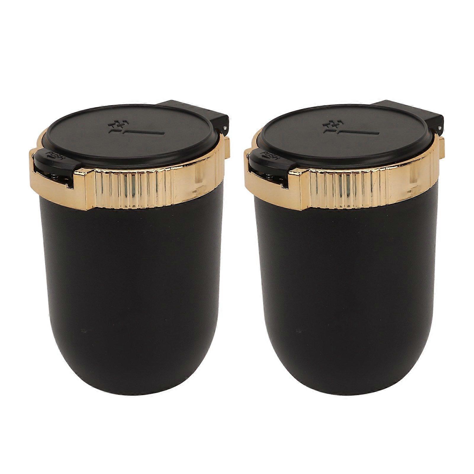 2 قطع منفضة سجائر للسيارة مع ضوء أزرق LED المحمولة القابلة للإزالة منفضة سجائر للسيارة بدون دخان مع غطاء لشاحنة السيارة فان جولد