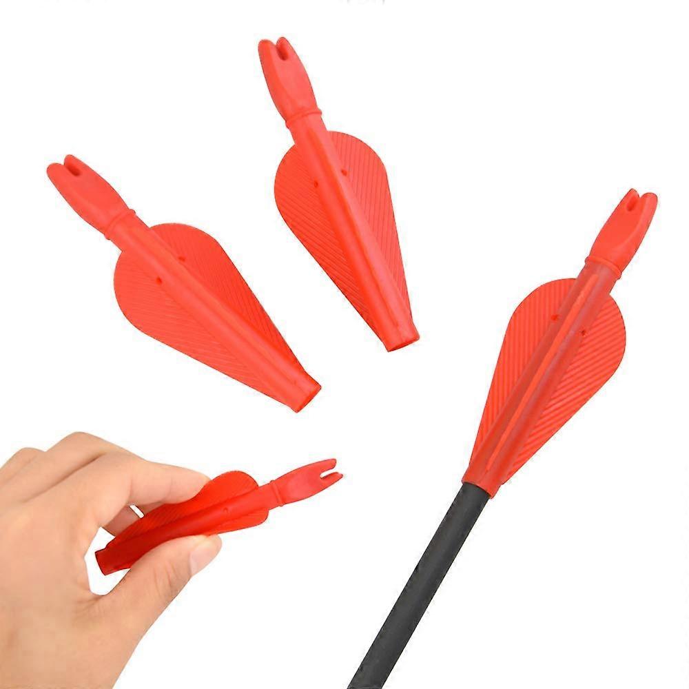 Pack of 50 Archery Arrow Cams with Red Fletching for 8mm Arrow Shaft, Plastic Arrow Fletchings and Feathers