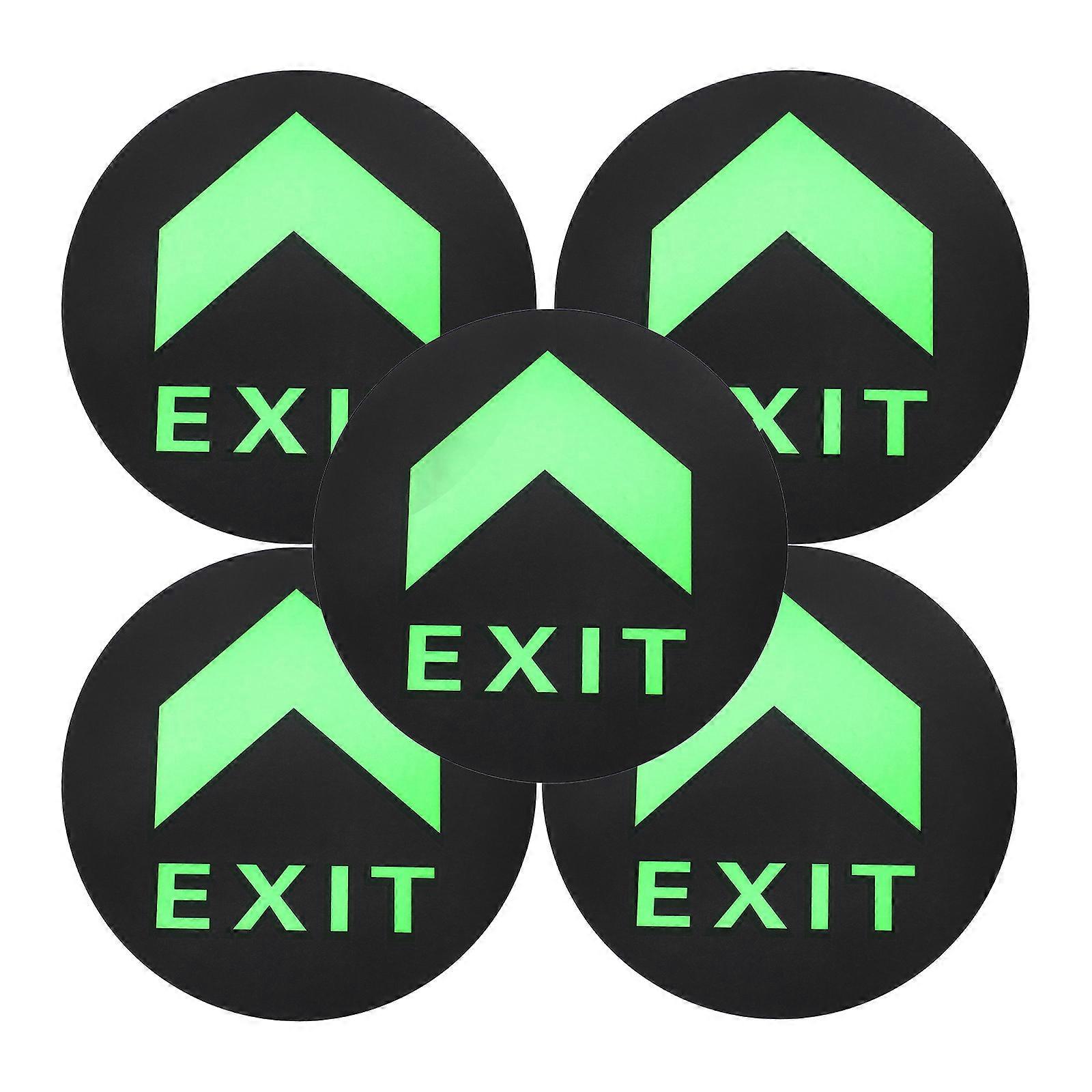 Night Glow Exit Sign Stickers Direction Indicator for 5Pcs Green Stickers