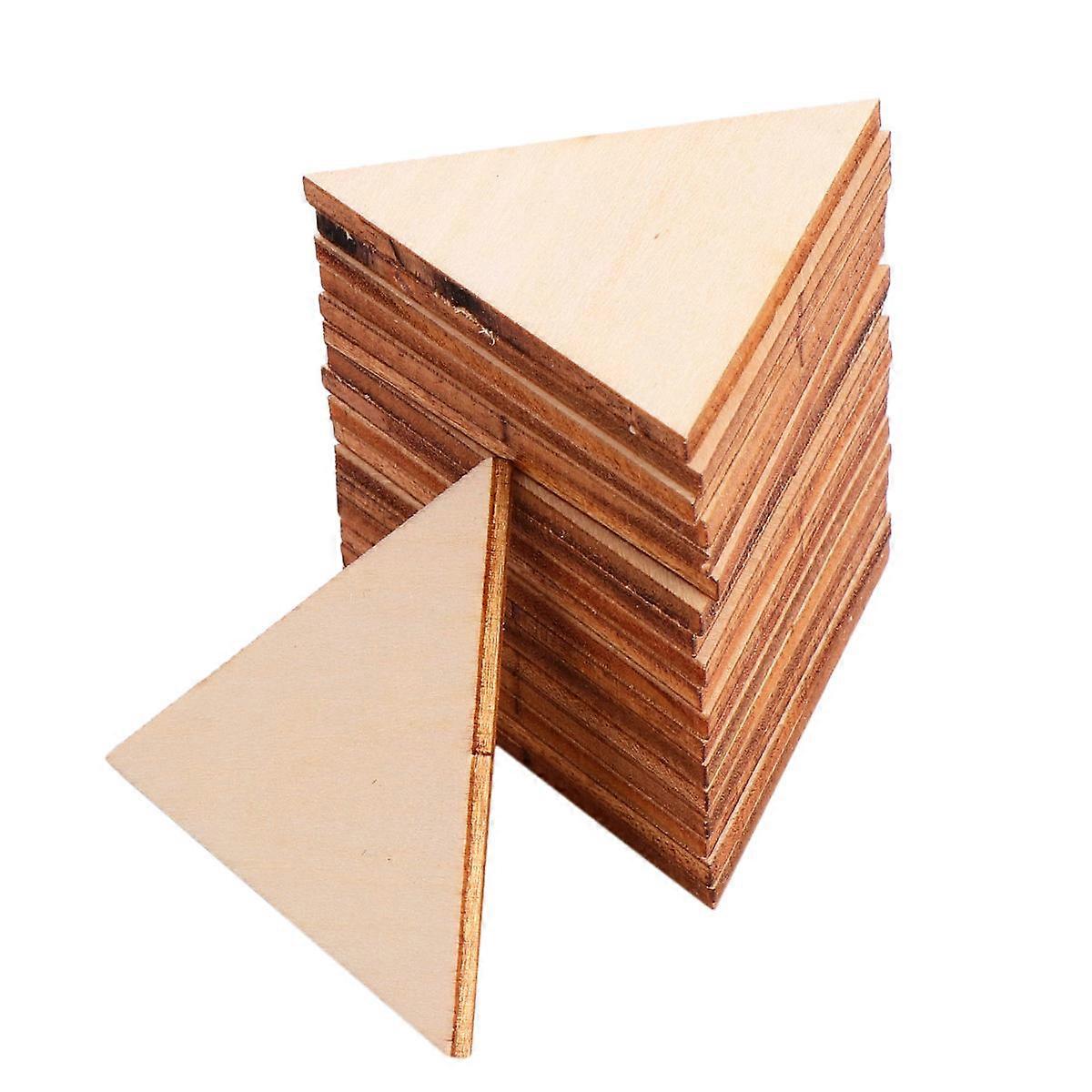 60pcs Unfinished Wooden Triangle Slices for DIY Pendants, Crafts, Parties, and Decorations – Smooth Edges, Versatile Use