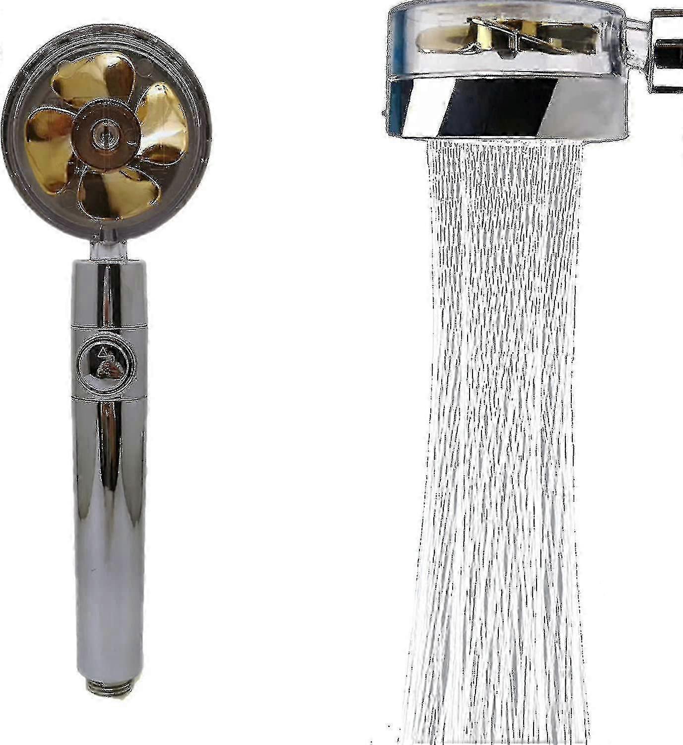 小型ファンシャワーヘッドノズルバスルームアクセサリー(ゴールド)で回転する360度