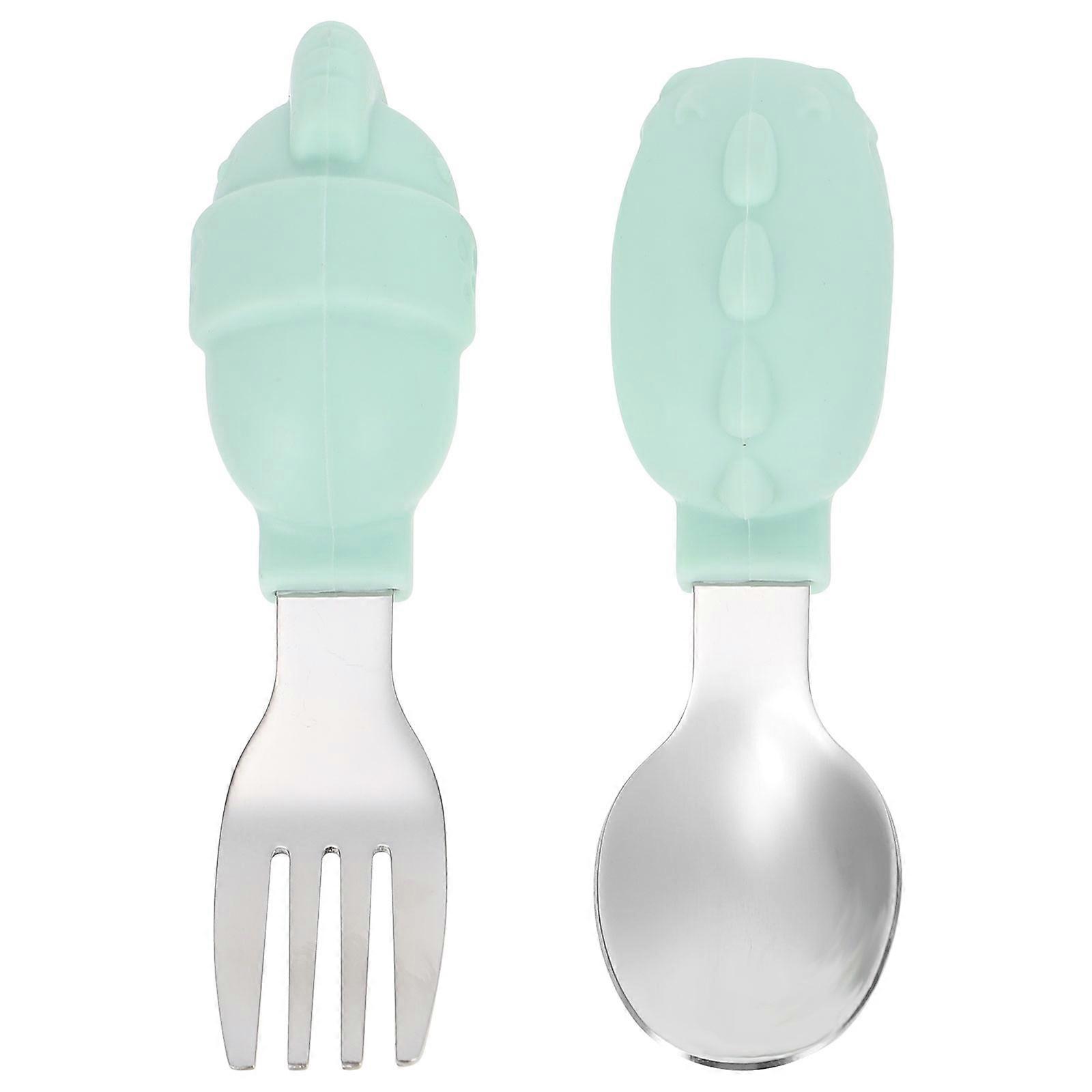 Dinnerware Training Fork Spoon Set   Smooth Handle, Easy Clean, Safe for Weaning